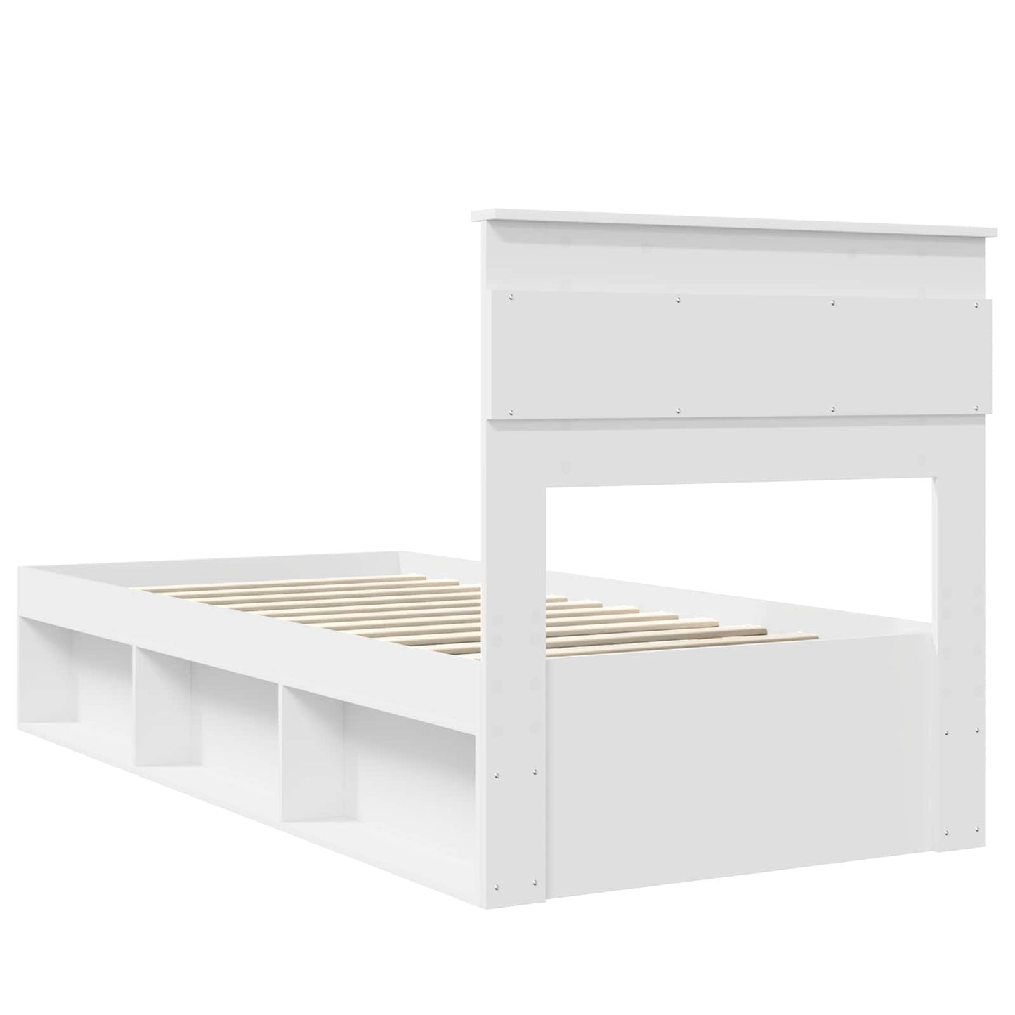 Bed Frame with Headboard White 75 x 190 cm Solid Pine Wood