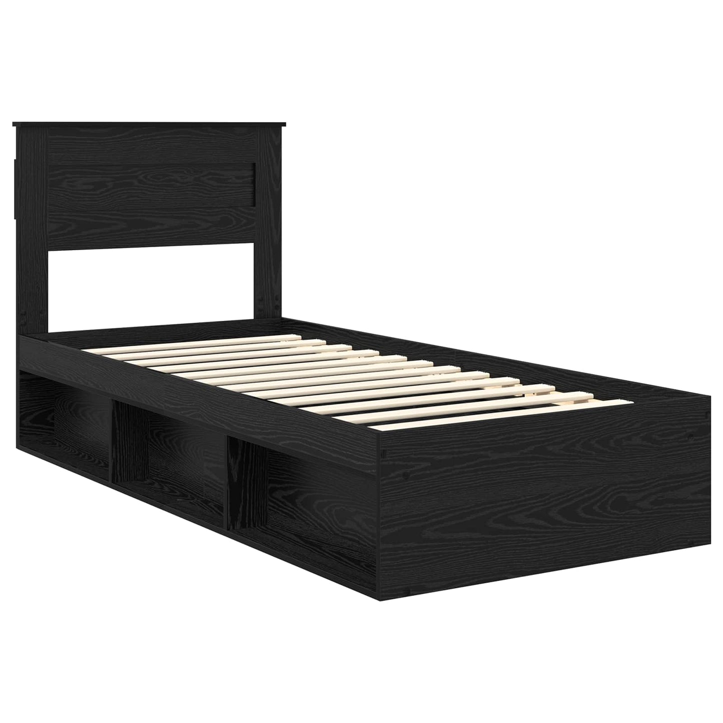 Bed Frame with Headboard Black 75 x 190 cm Solid Pine Wood