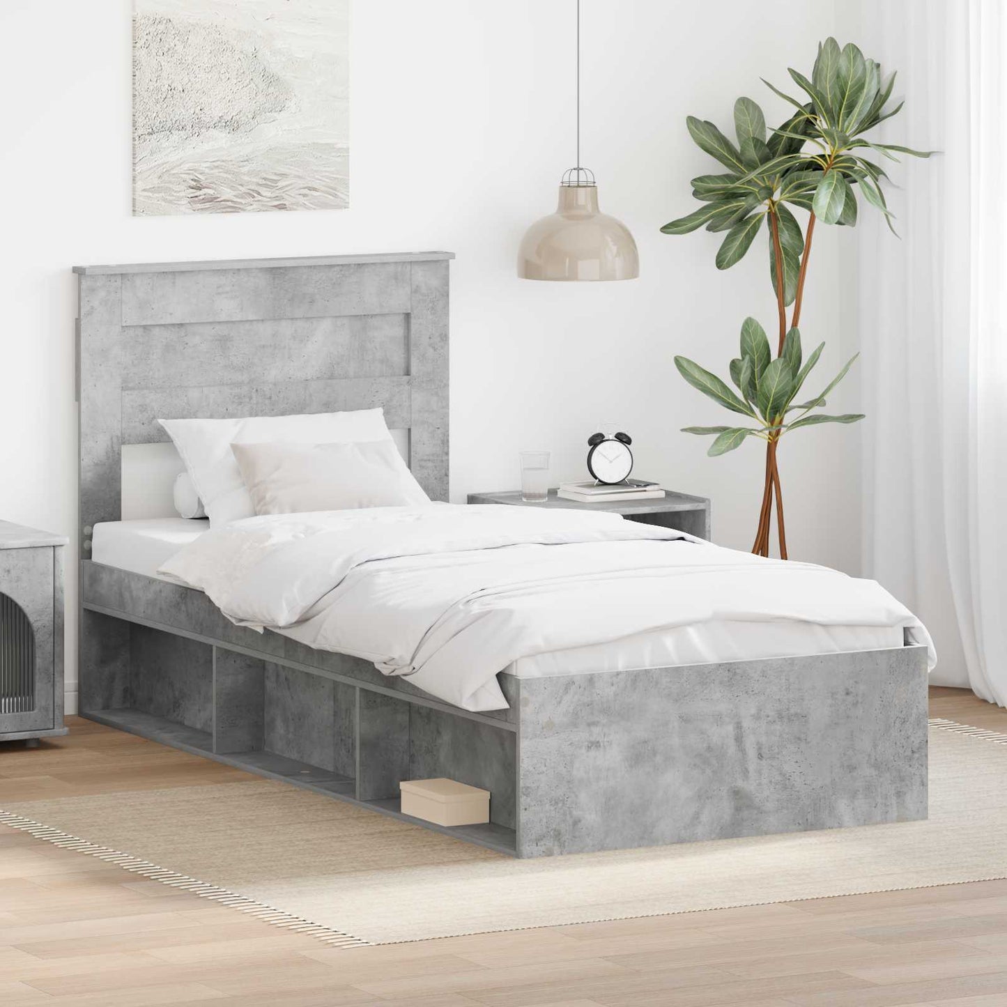 Bed Frame Concerte Grey 75 x 190 cm Solid Pine Wood
