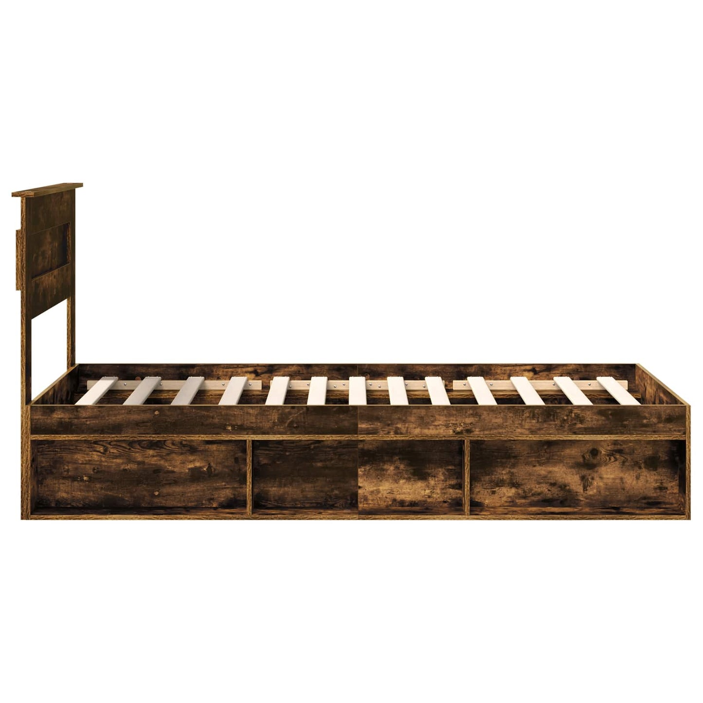 Bed Frame with Headboard Smoked Oak 75 x 190 cm Solid Pine Wood