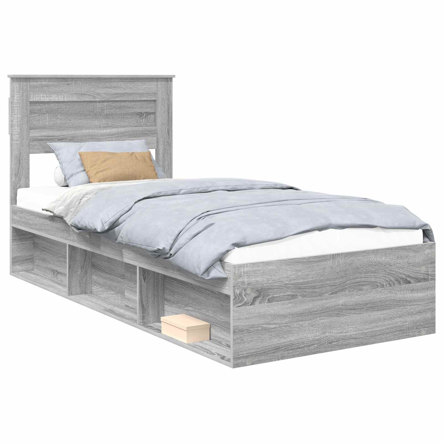 Bed Frame Grey Sonoma 75 x 190 cm Solid Pine Wood