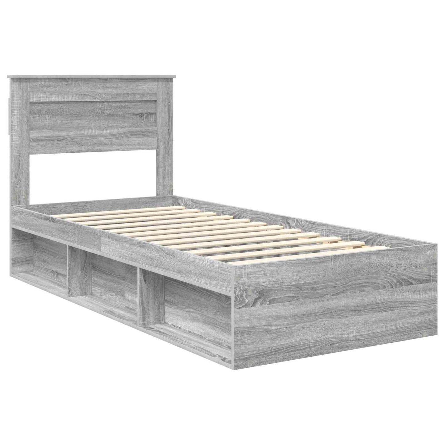 Bed Frame Grey Sonoma 75 x 190 cm Solid Pine Wood