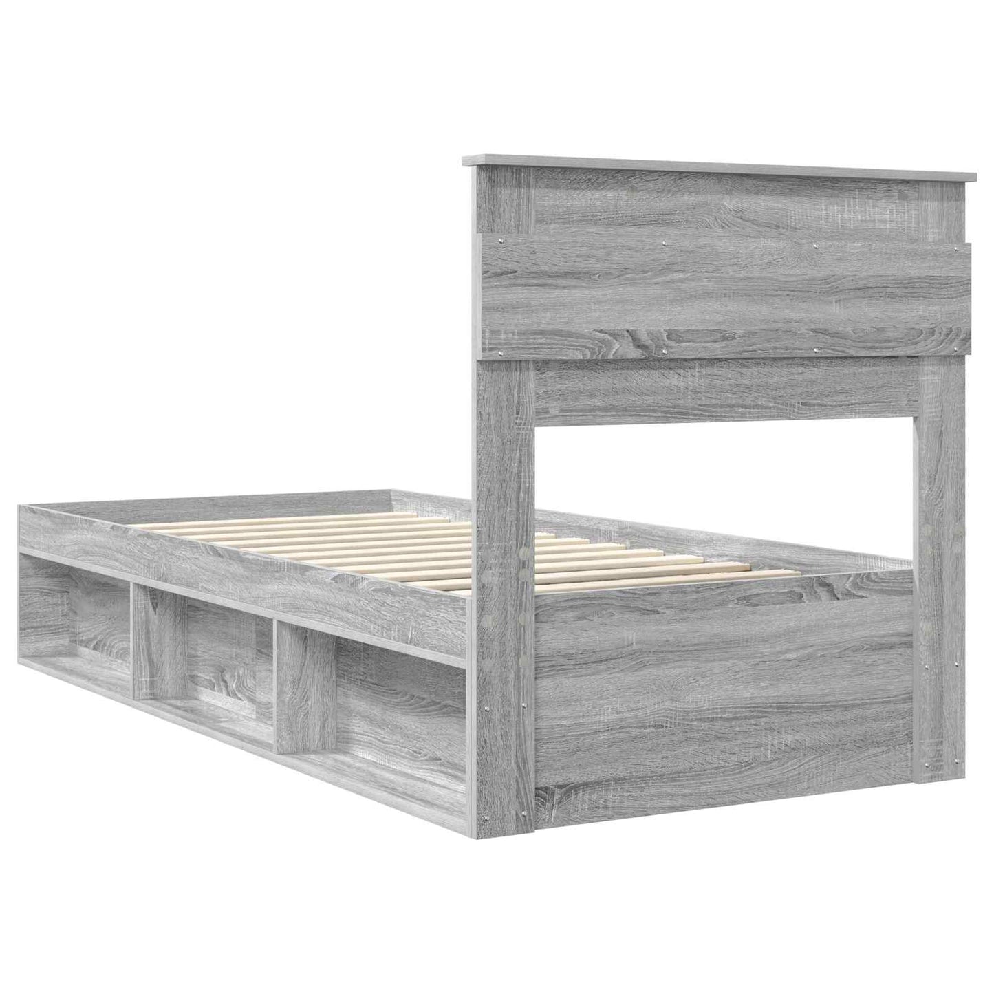 Bed Frame Grey Sonoma 75 x 190 cm Solid Pine Wood