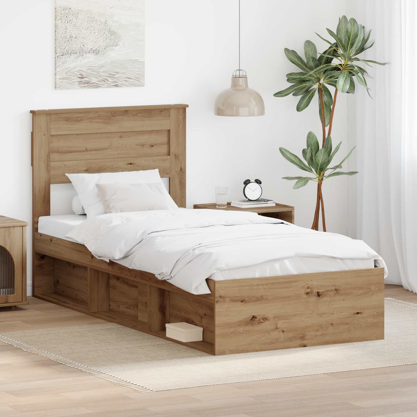 Bed Frame Artisian Oak 75 x 190 cm Solid Pine Wood