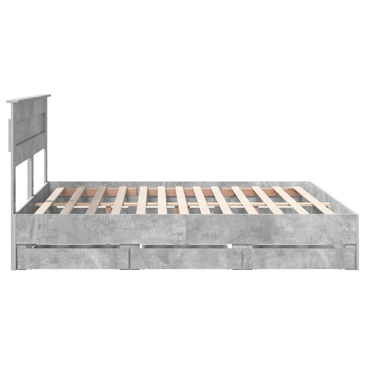 Bed Frame with Drawer Concrete Grey 200 x 200 cm Engineer Wood