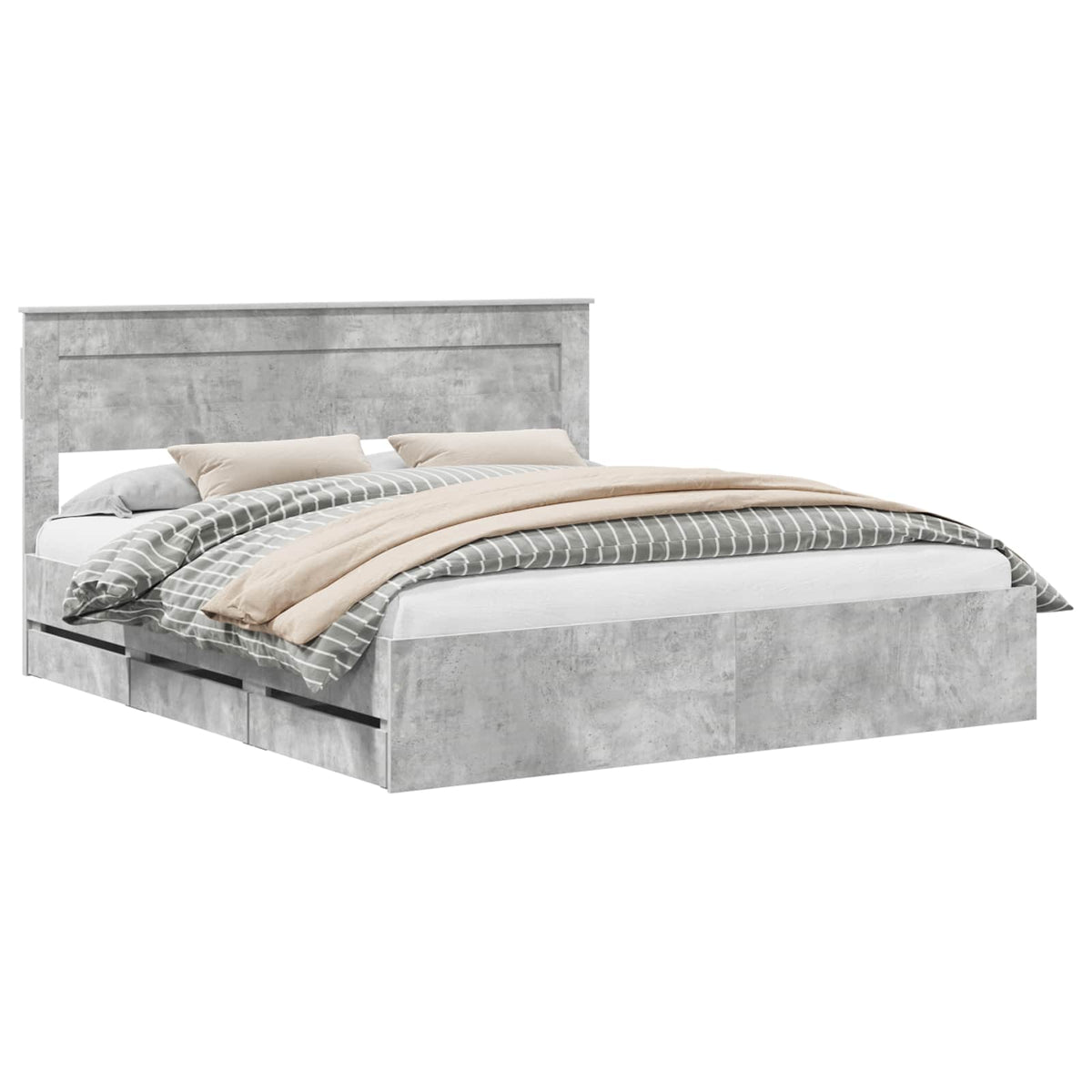 Bed Frame with Drawer Concrete Grey 180 x 200 cm Engineer Wood