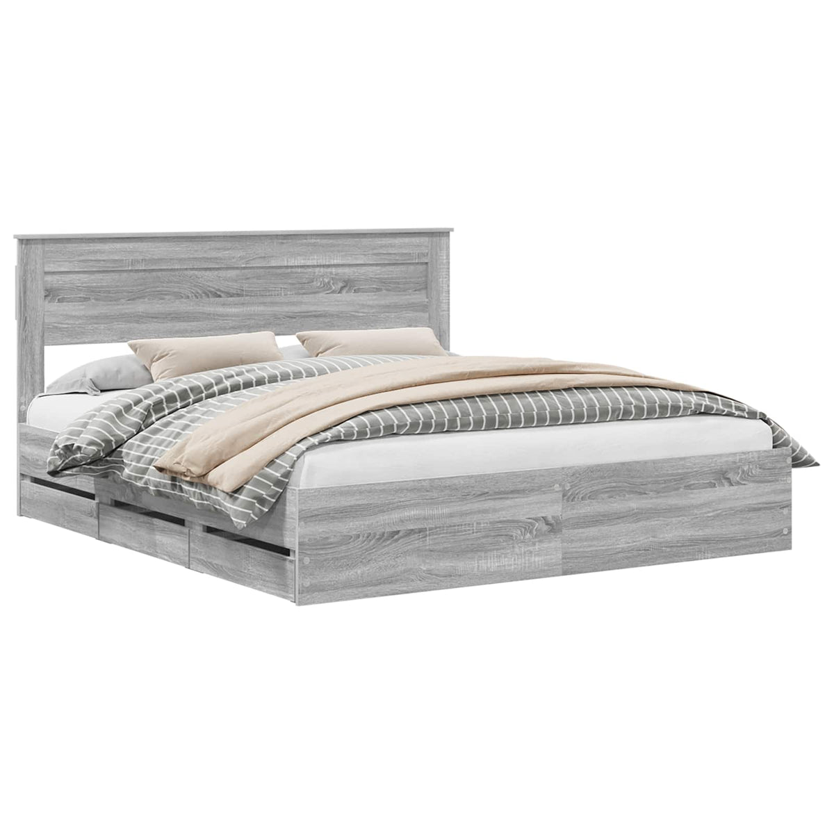 Bed Frame with Drawer Grey Sonoma 180 x 200 cm Engineer Wood