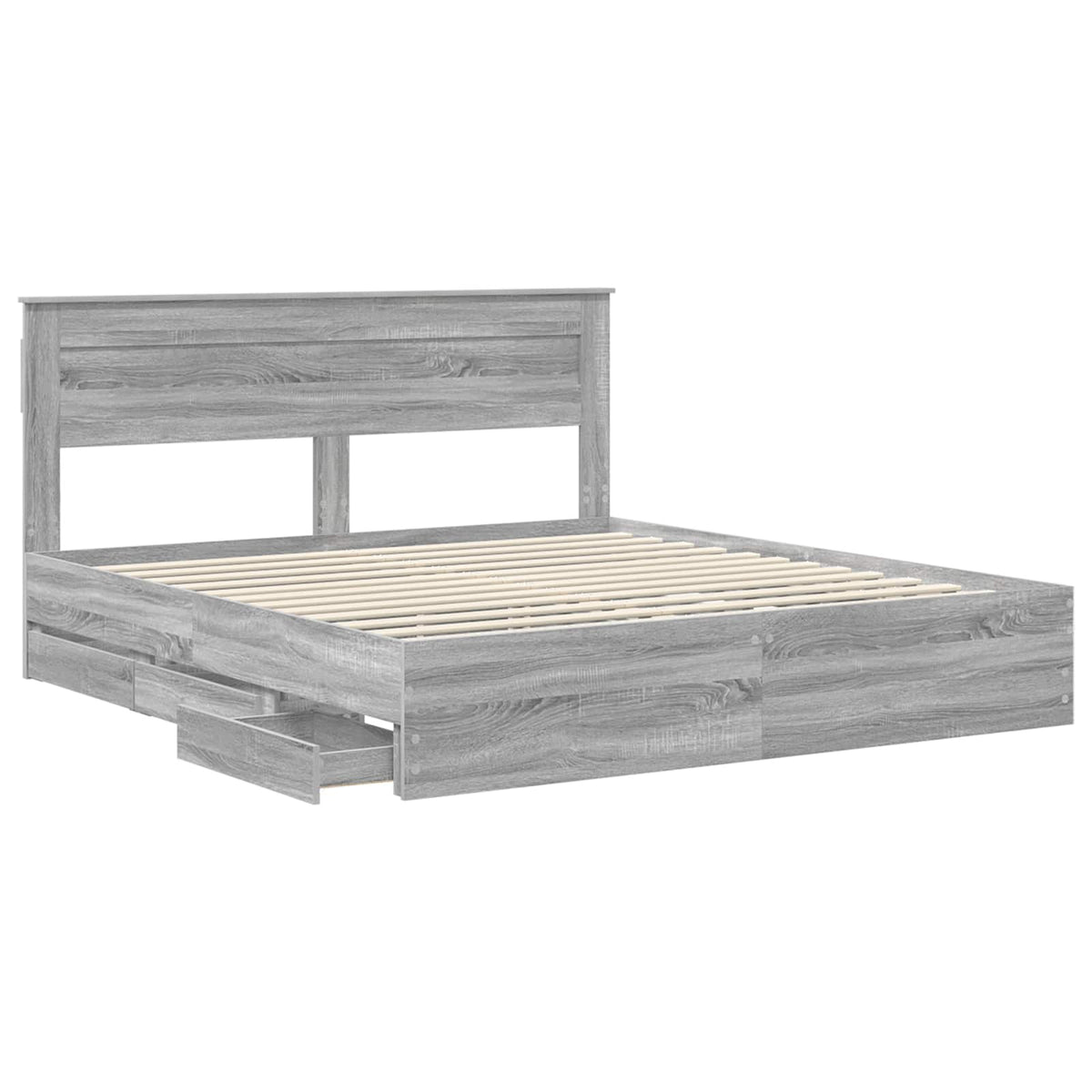 Bed Frame with Drawer Grey Sonoma 180 x 200 cm Engineer Wood