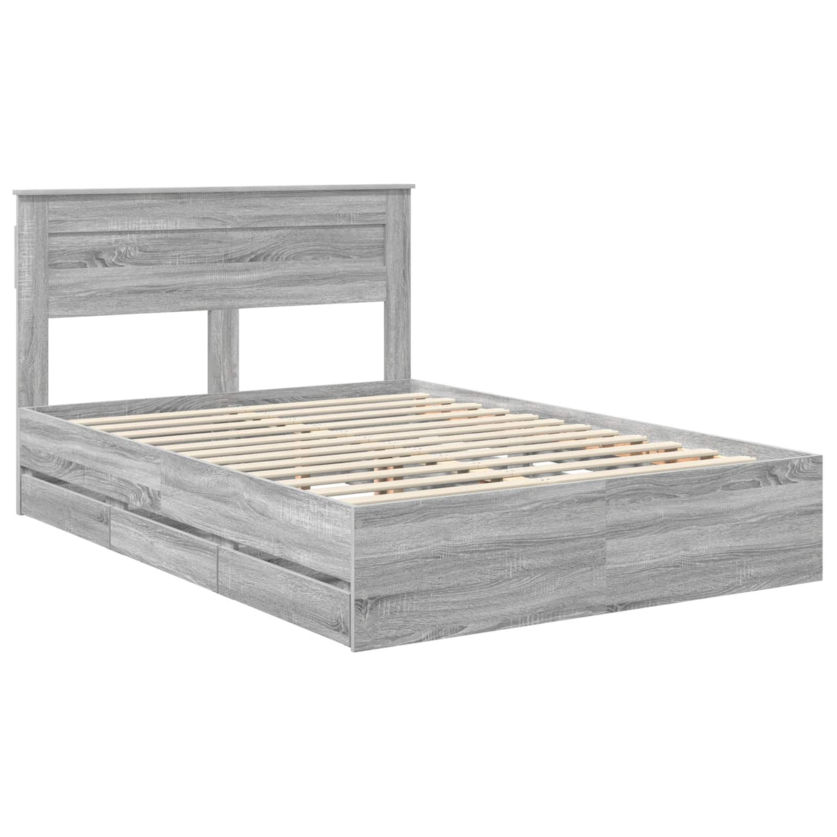 Bed Frame with Drawer Grey Sonoma 160 x 200 cm Engineer Wood
