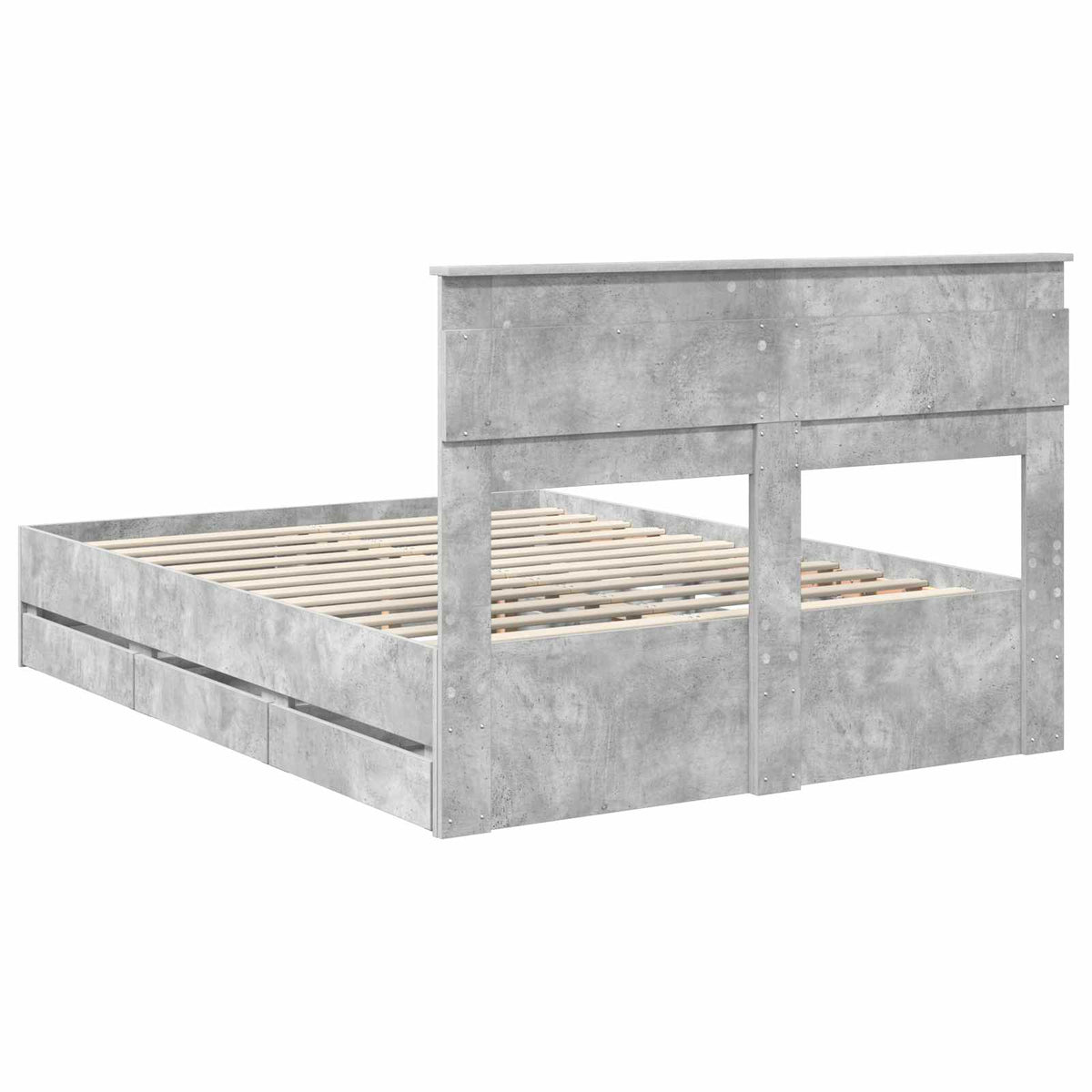 Bed Frame with Drawer Concrete Grey 150 x 200 cm Engineer Wood