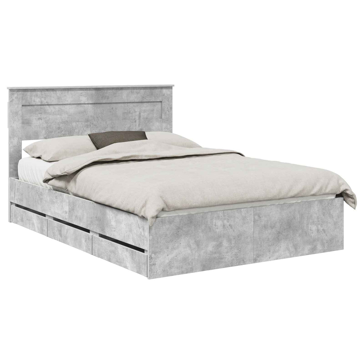 Bed Frame with Drawer Concrete Grey 140 x 190 cm Engineer Wood