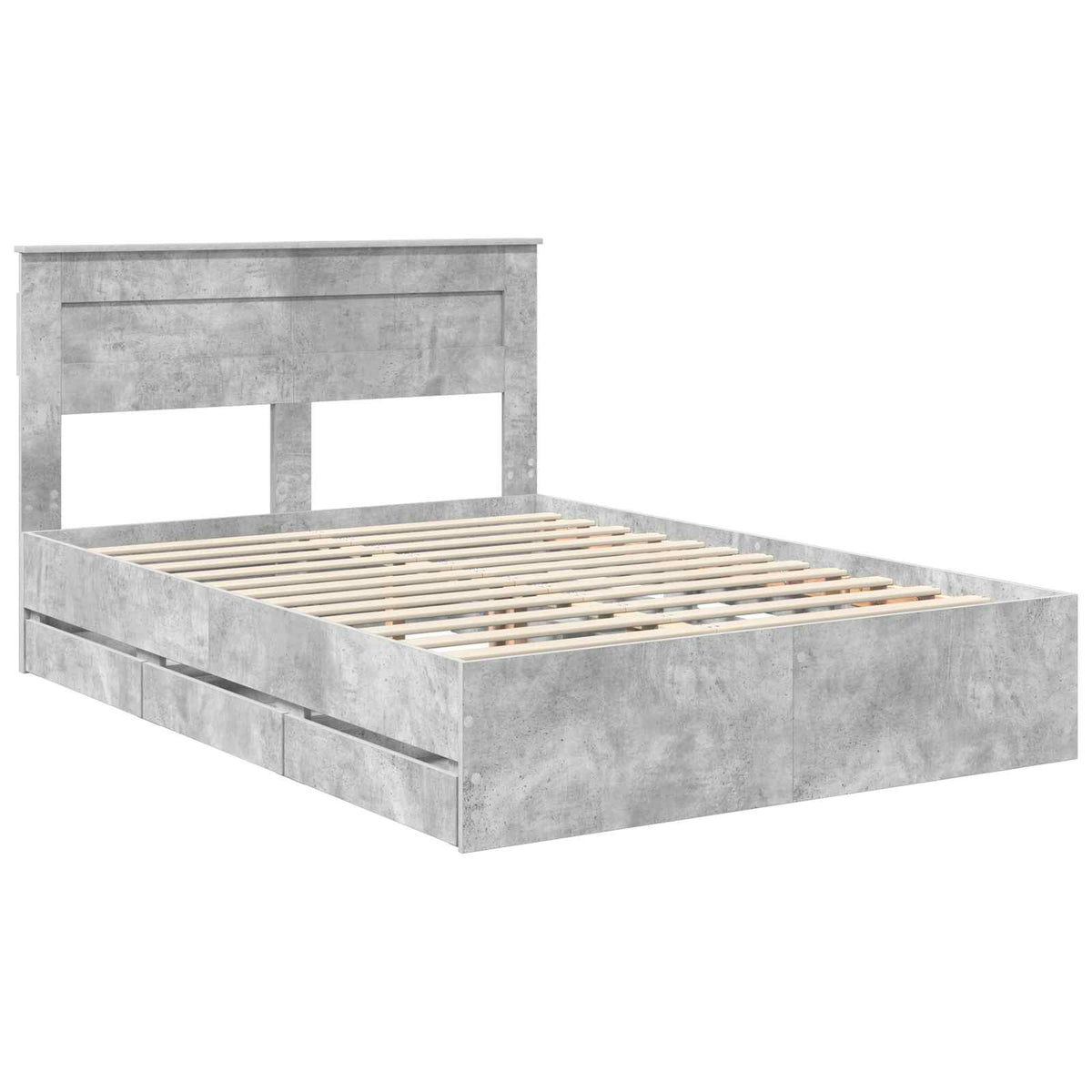 Bed Frame with Drawer Concrete Grey 140 x 190 cm Engineer Wood