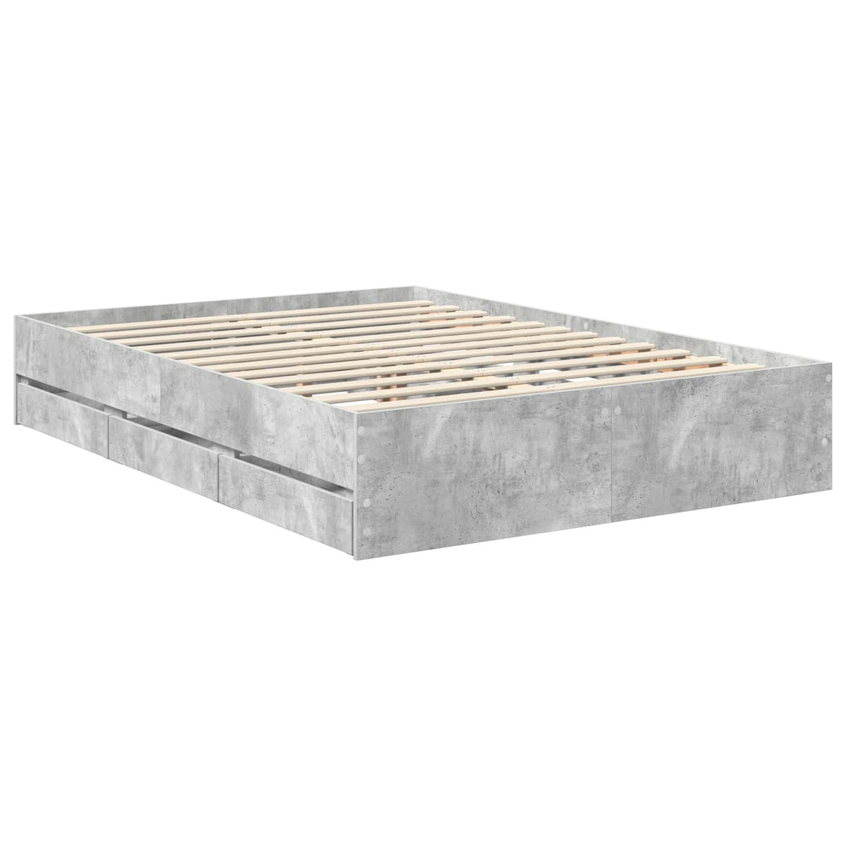 Bed Frame with Drawer Concrete Grey 140 x 190 cm Engineer Wood