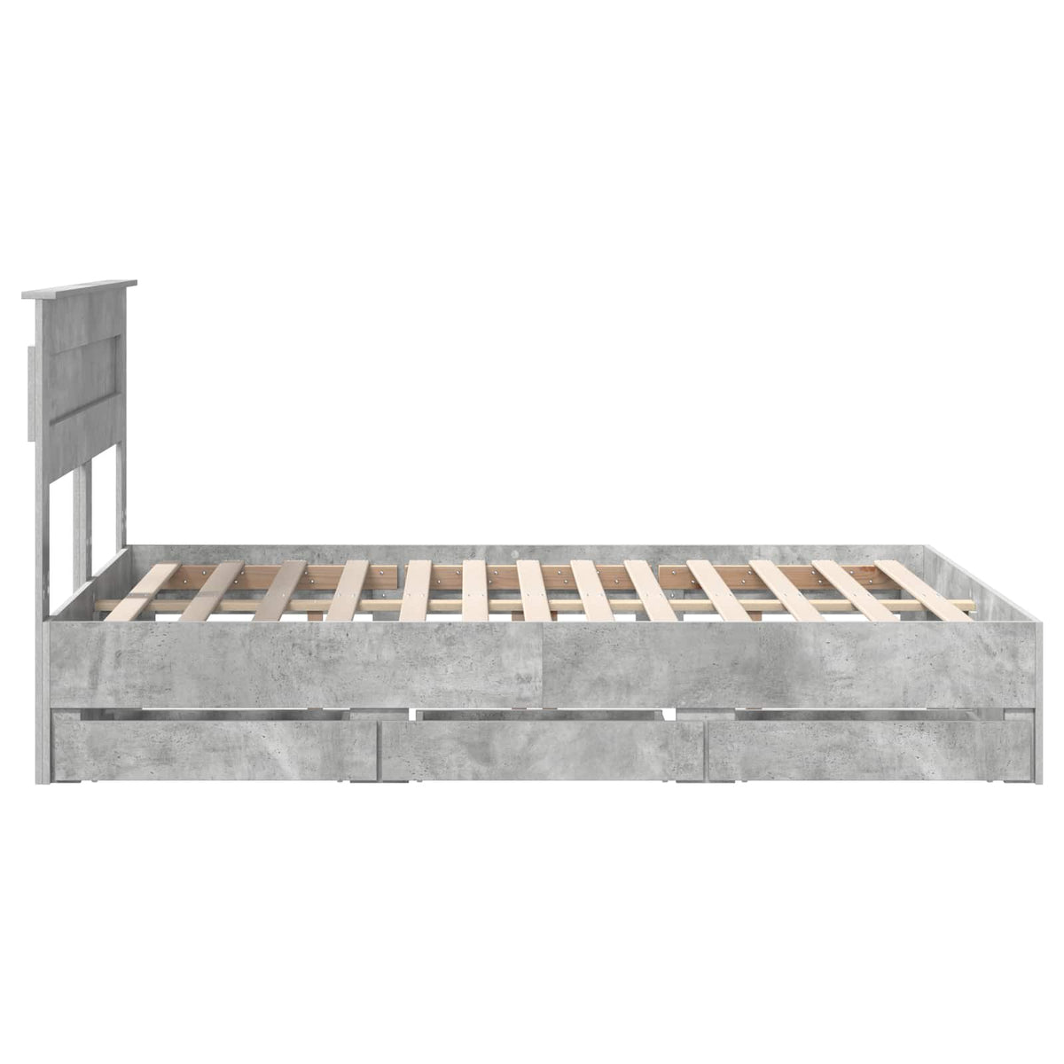 Bed Frame with Drawer Concrete Grey 140 x 190 cm Engineer Wood