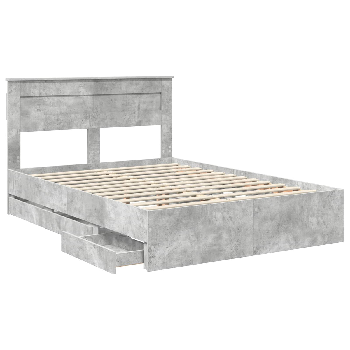 Bed Frame with Drawer Concrete Grey 140 x 200 cm Engineer Wood