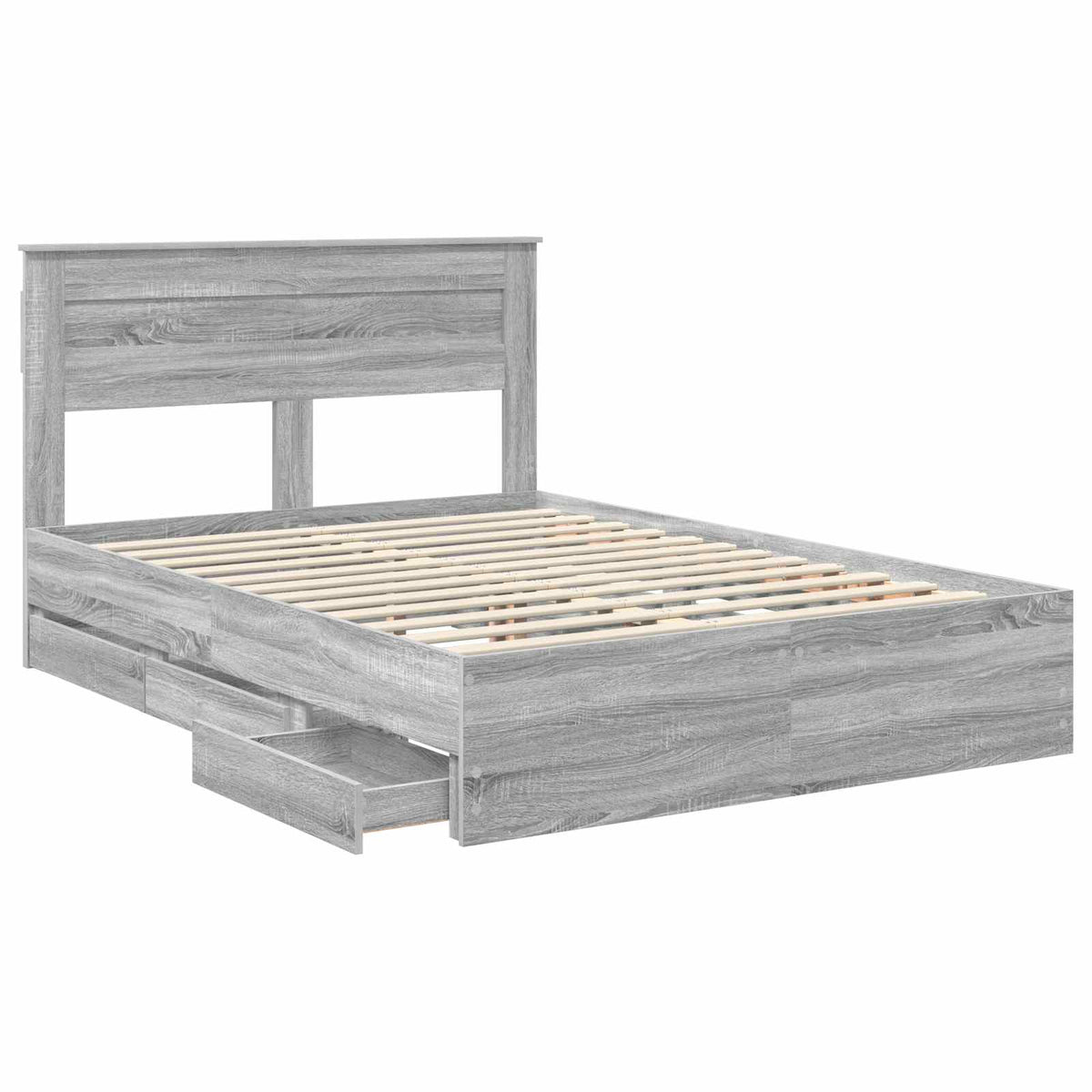 Bed Frame with Drawer Grey Sonoma 140 x 200 cm Engineer Wood
