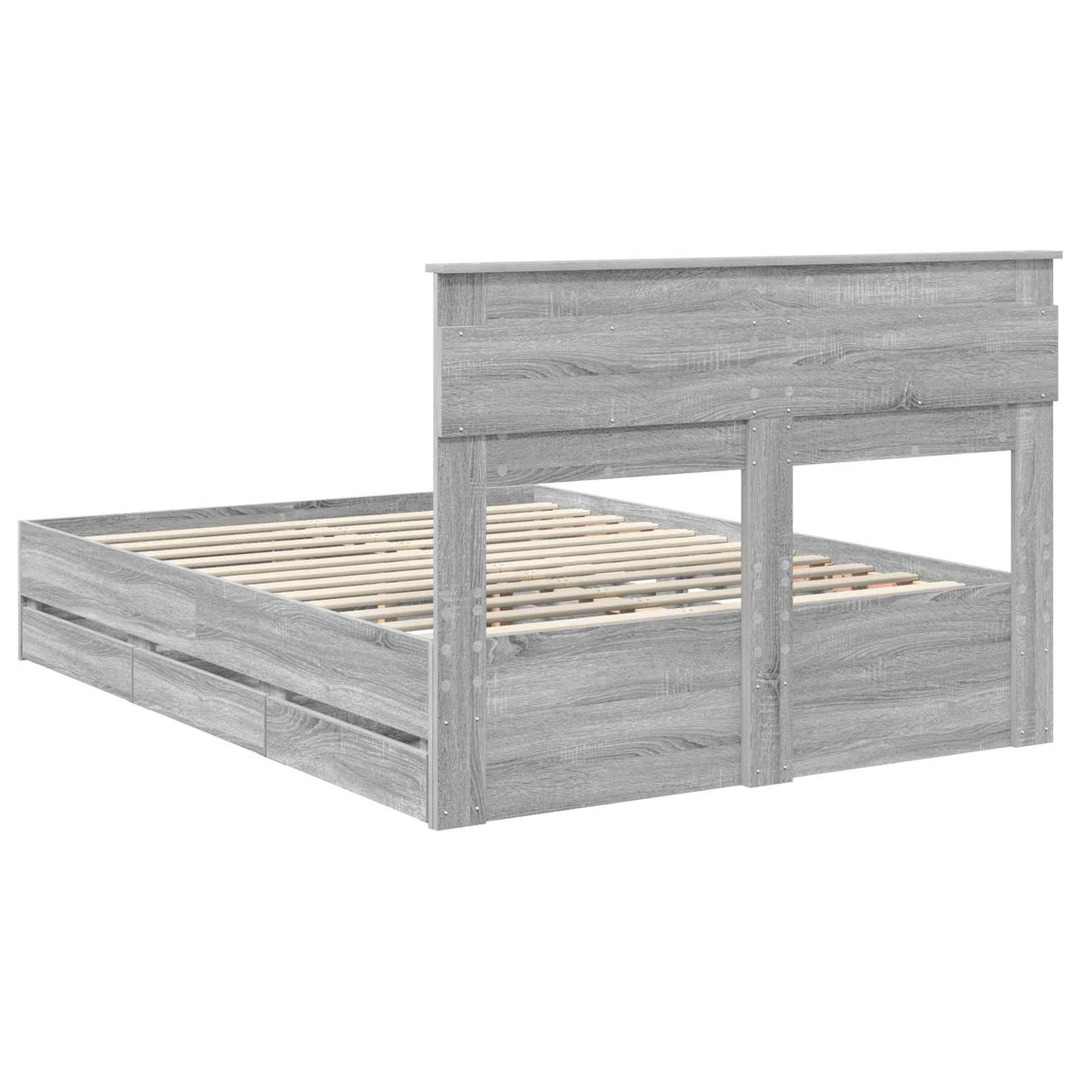 Bed Frame with Drawer Grey Sonoma 140 x 200 cm Engineer Wood