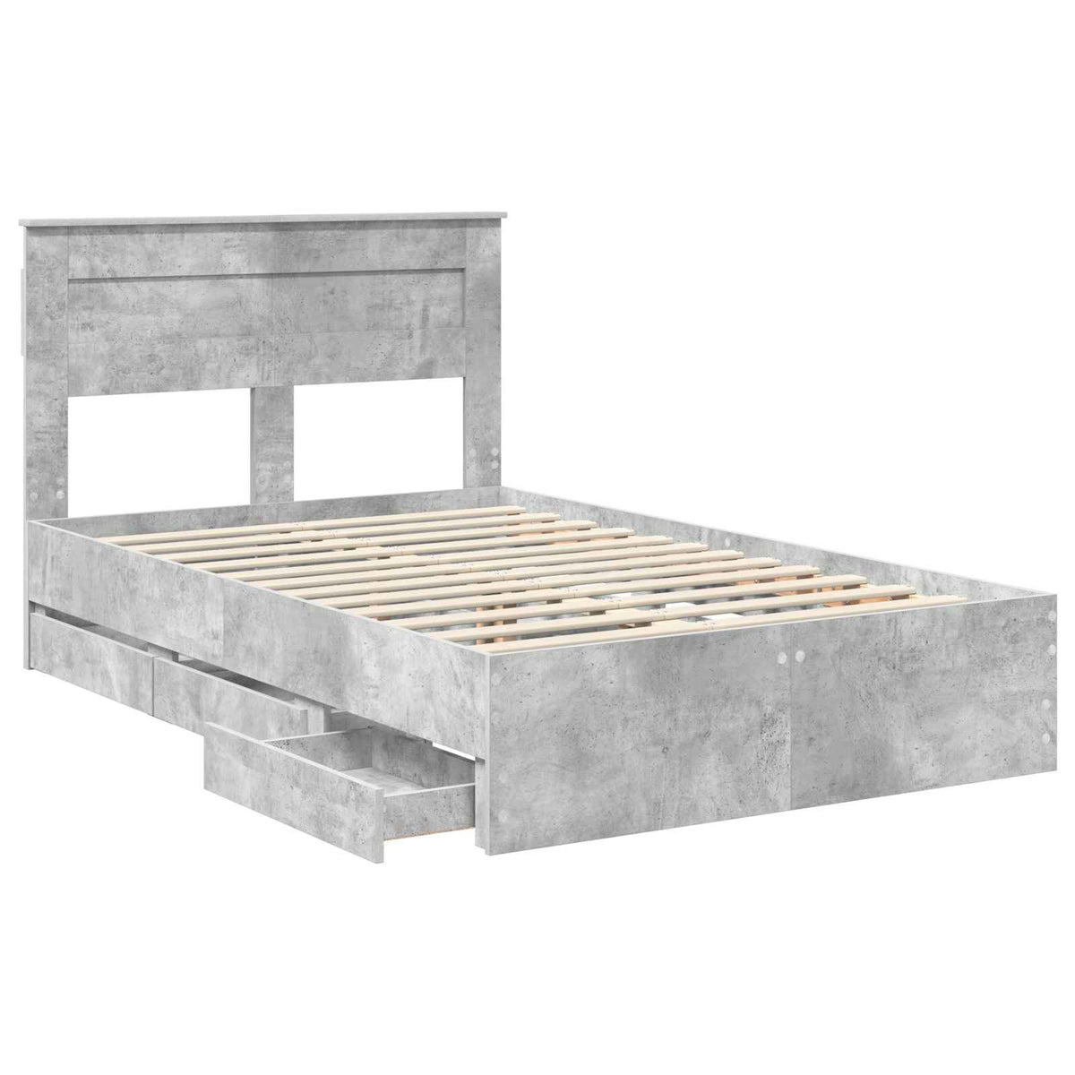 Bed Frame with Drawer Concrete Grey 135 x 190 cm Engineer Wood