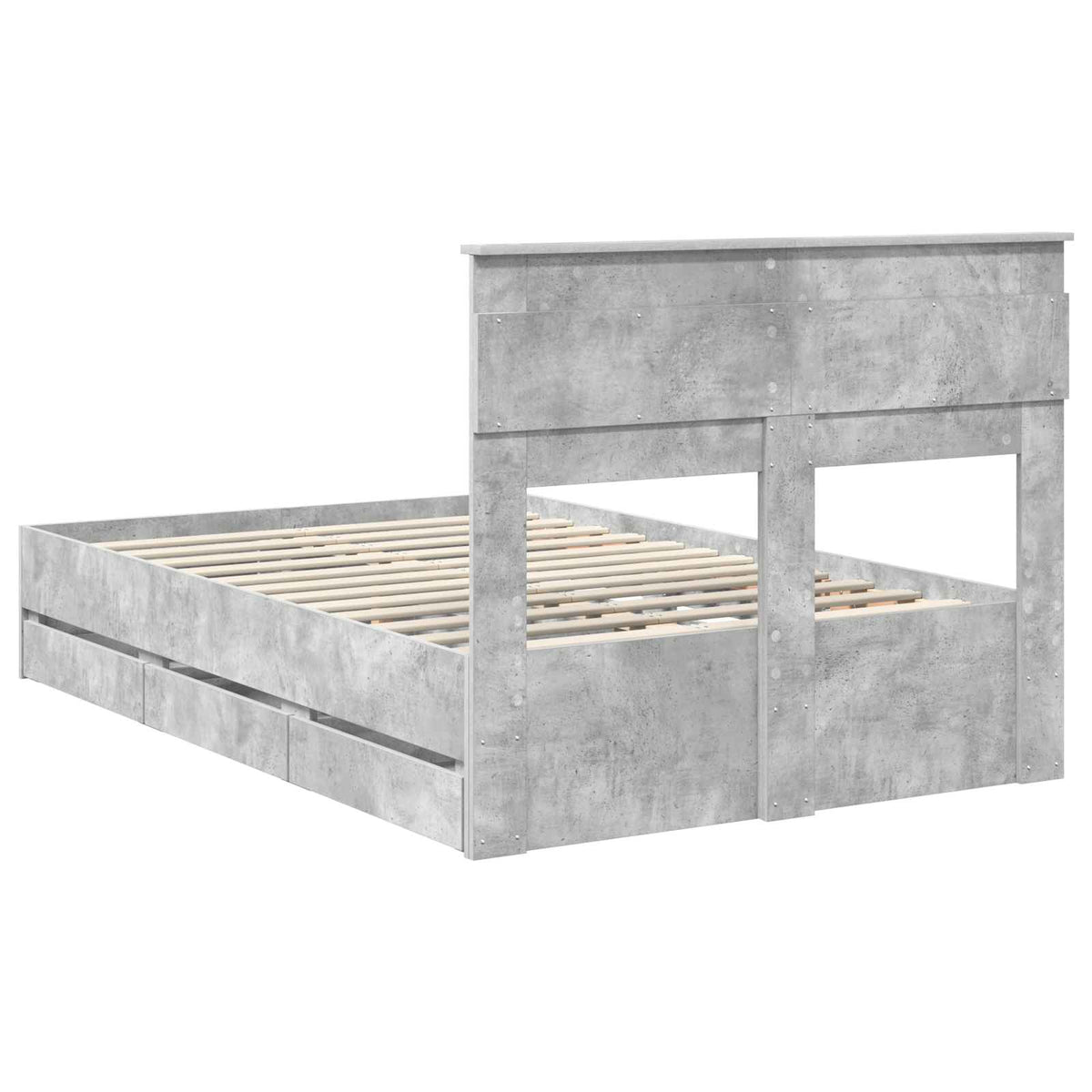 Bed Frame with Drawer Concrete Grey 135 x 190 cm Engineer Wood