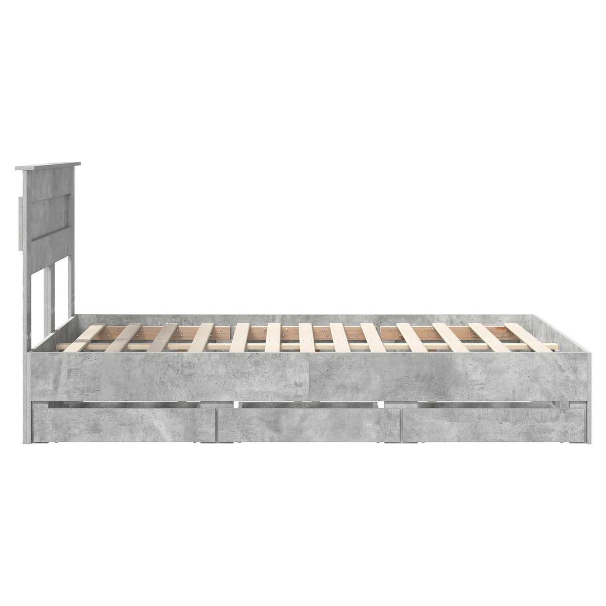 Bed Frame with Drawer Concrete Grey 135 x 190 cm Engineer Wood