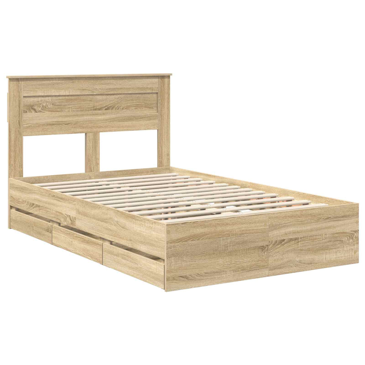 Bed Frame with Drawer Sonoma Oak 120 x 190 cm Engineer Wood