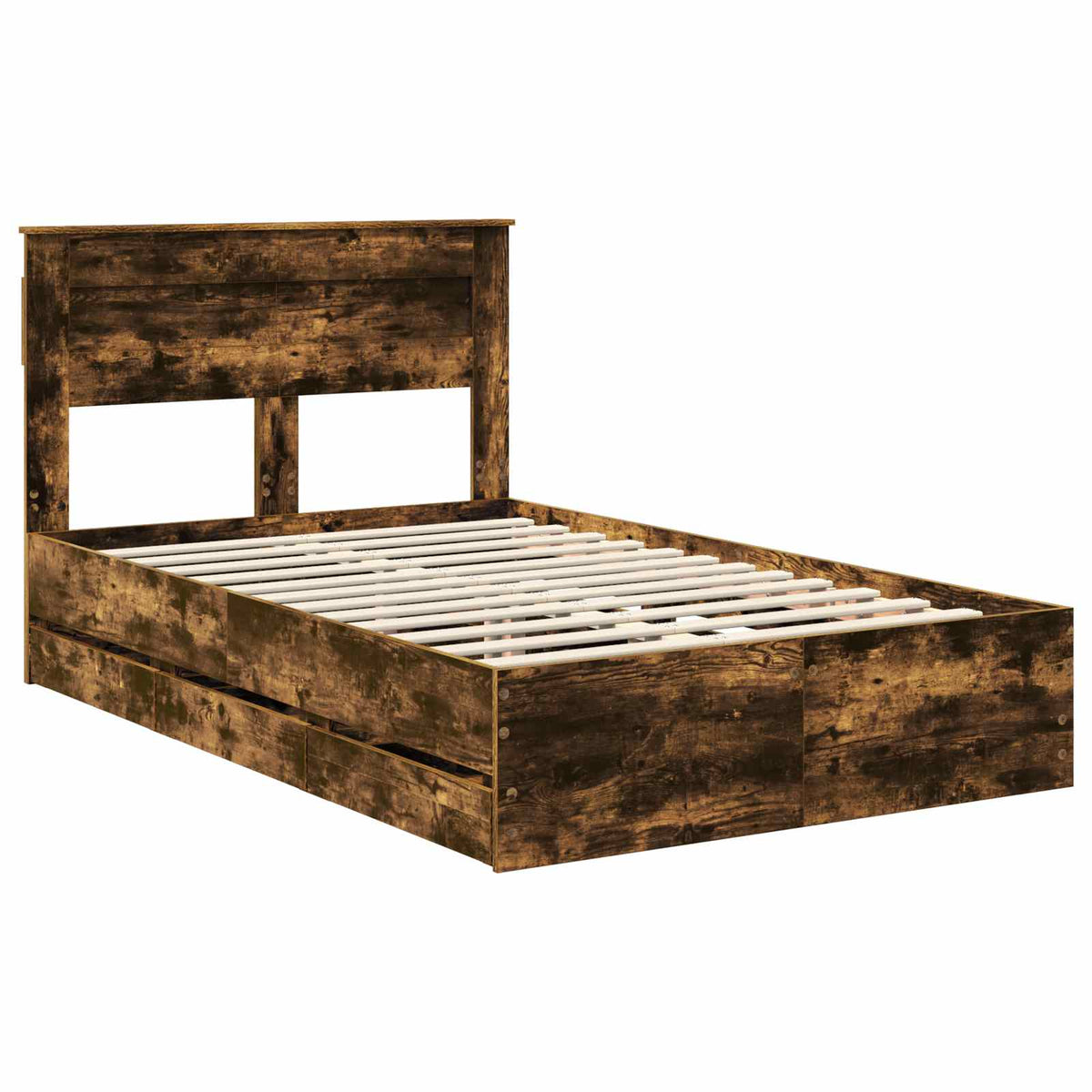 Bed Frame with Drawer Smoked Oak 120 x 190 cm Engineer Wood