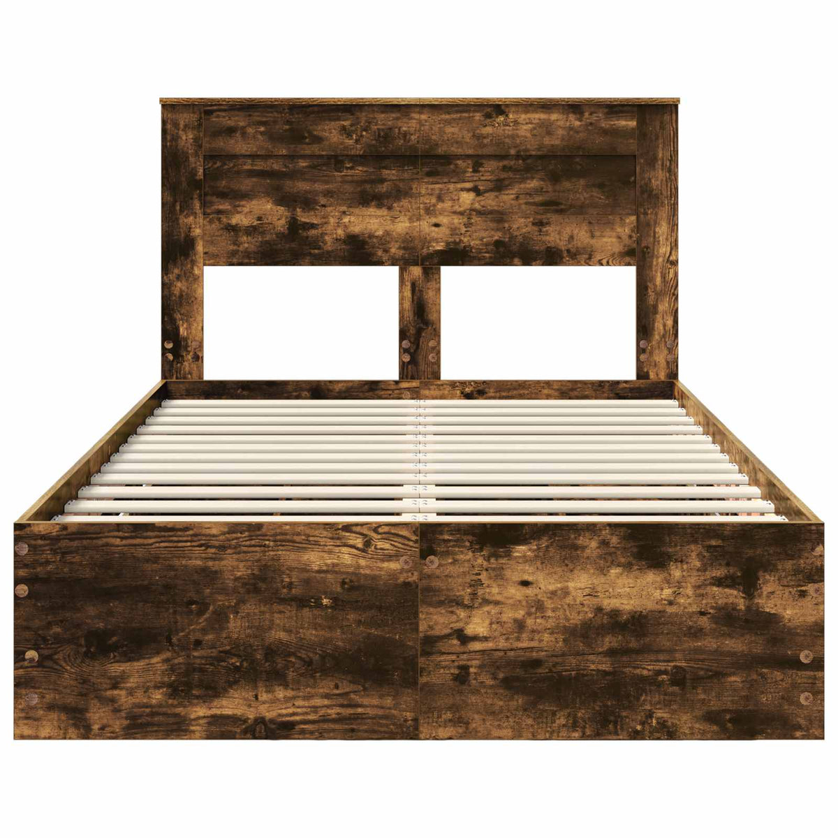 Bed Frame with Drawer Smoked Oak 120 x 190 cm Engineer Wood