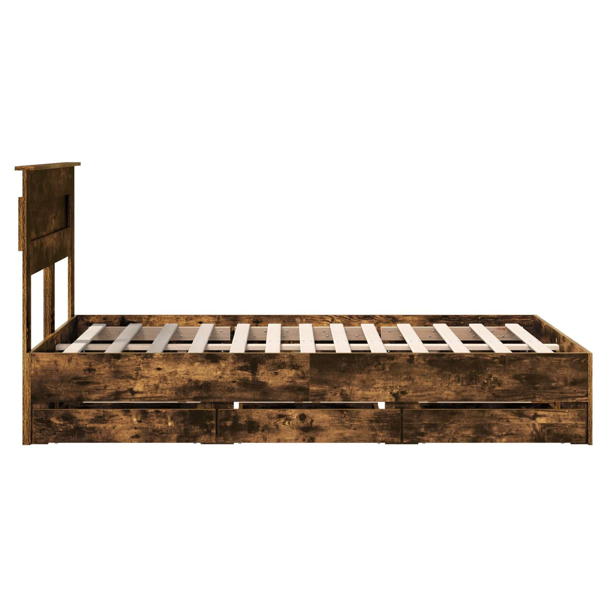 Bed Frame with Drawer Smoked Oak 120 x 190 cm Engineer Wood