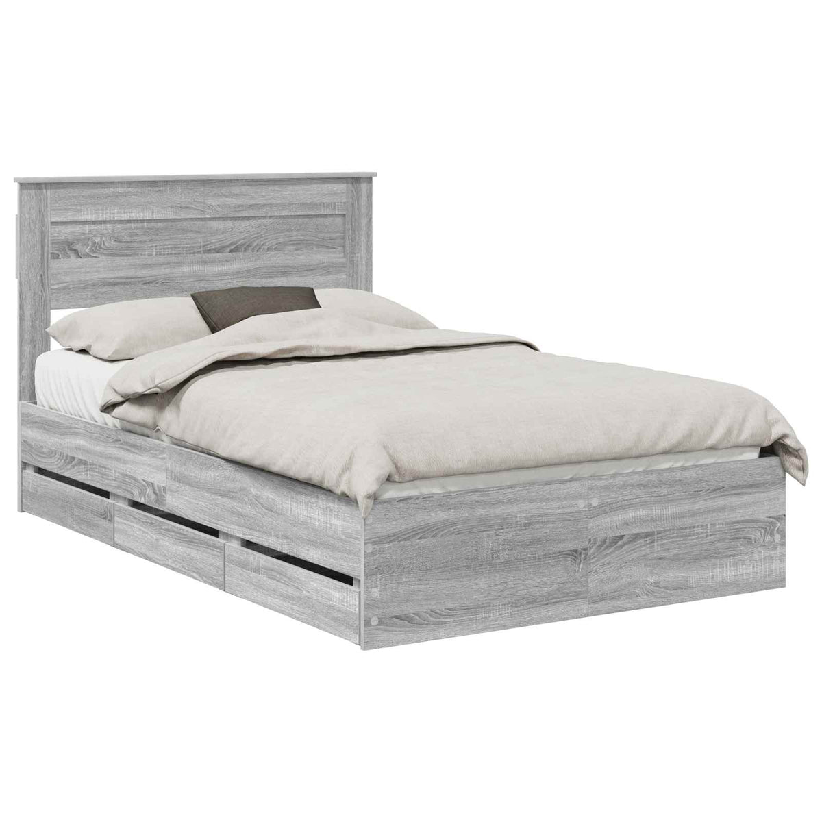 Bed Frame with Drawer Grey Sonoma 120 x 190 cm Engineer Wood