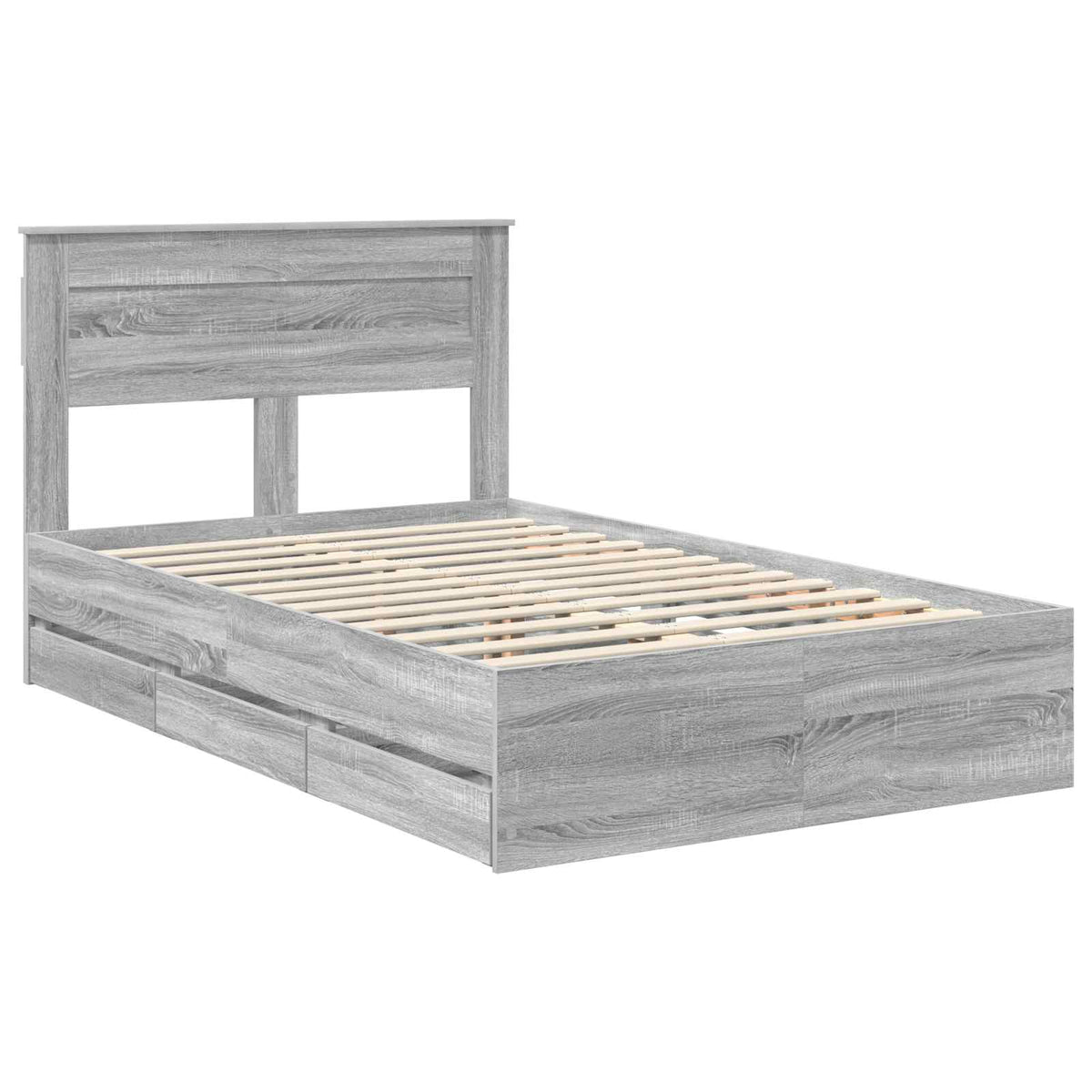 Bed Frame with Drawer Grey Sonoma 120 x 190 cm Engineer Wood