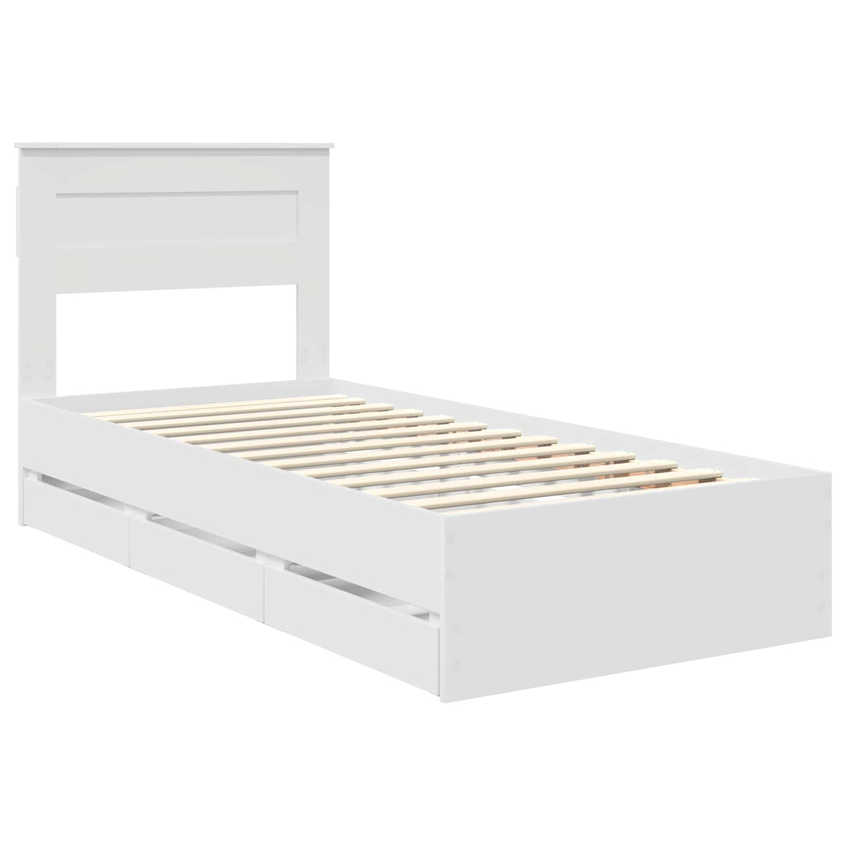 Bed Frame with Drawer White 100 x 200 cm Engineer Wood