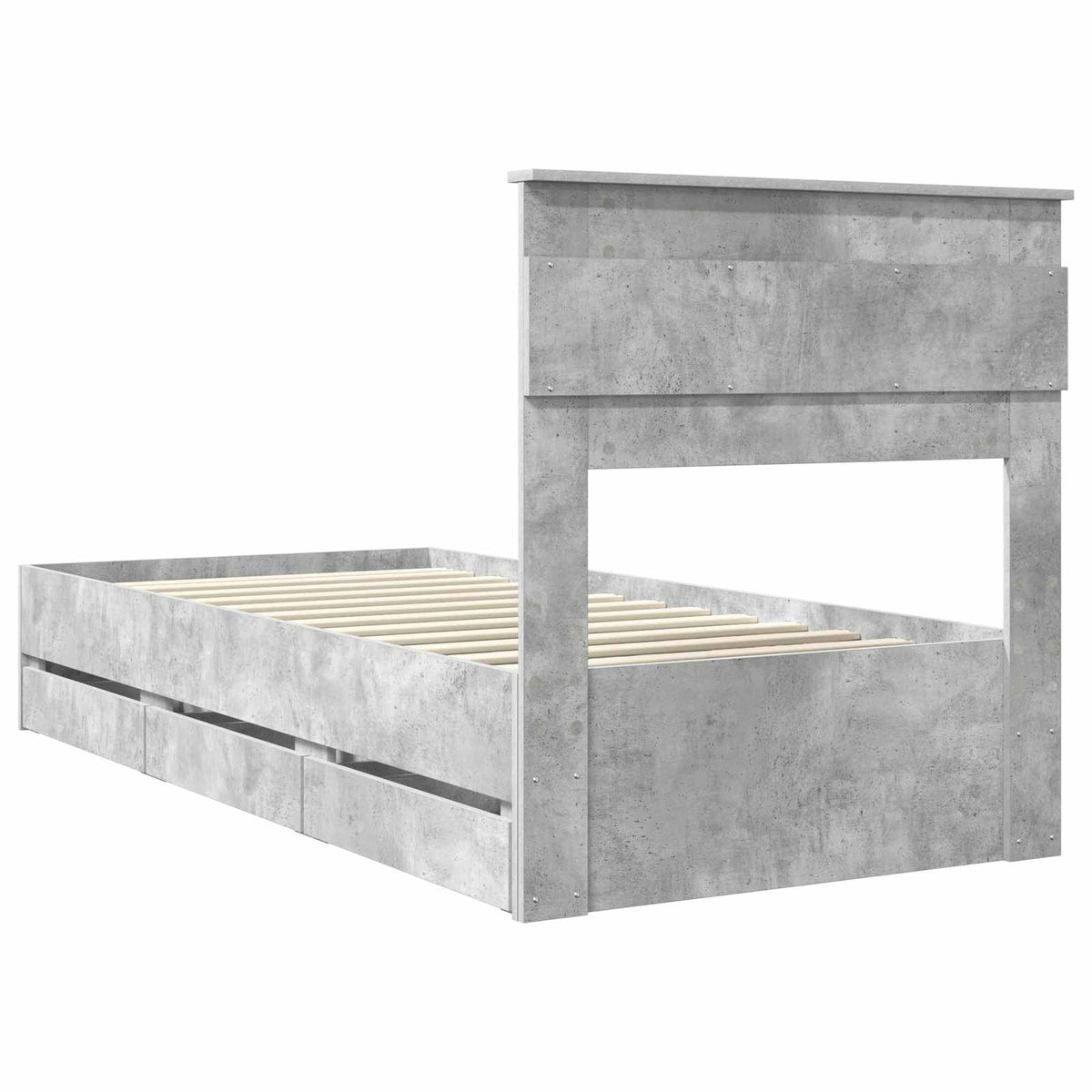 Bed Frame with Drawer Concrete Grey 90 x 200 cm Engineer Wood