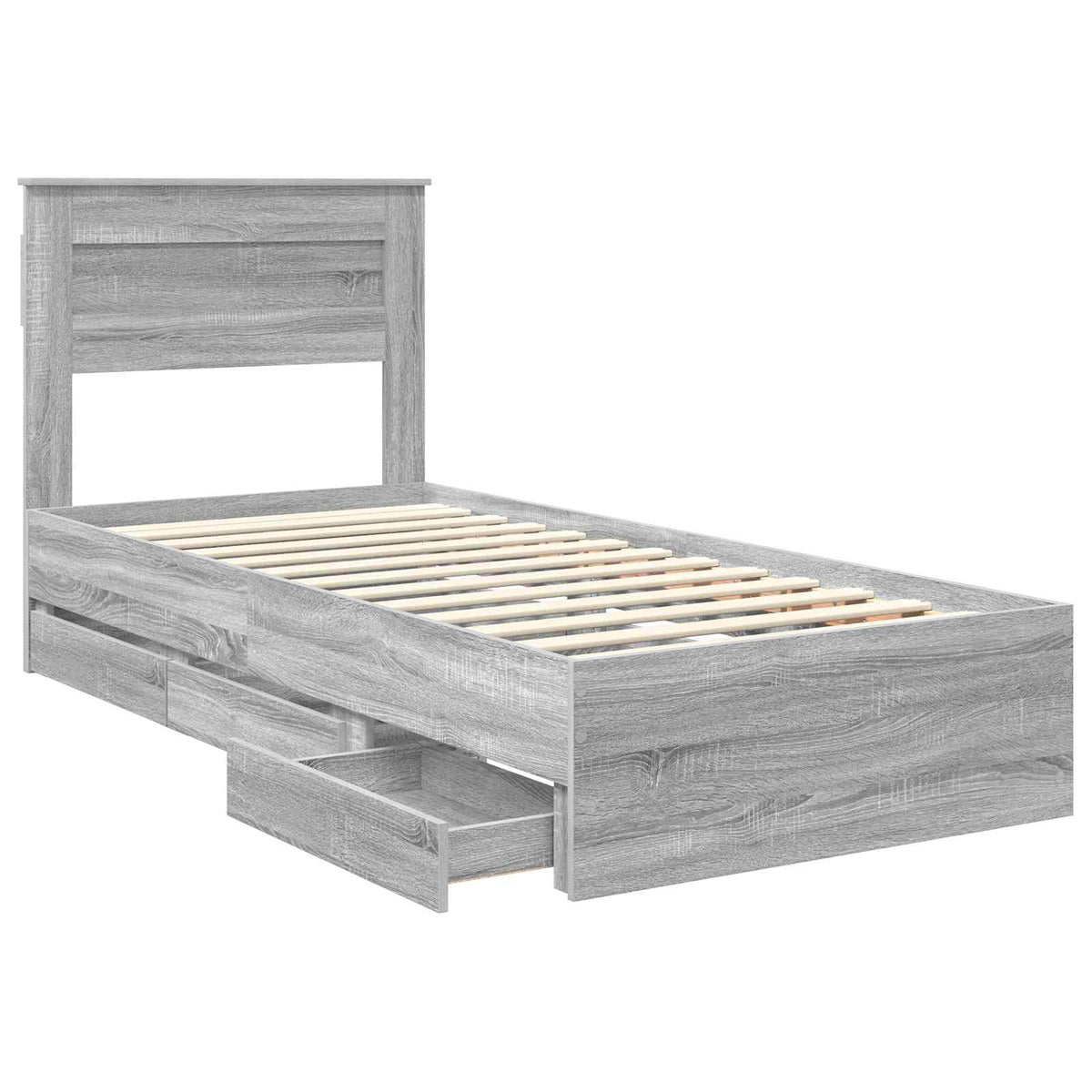 Bed Frame with Drawer Grey Sonoma 90 x 200 cm Engineer Wood