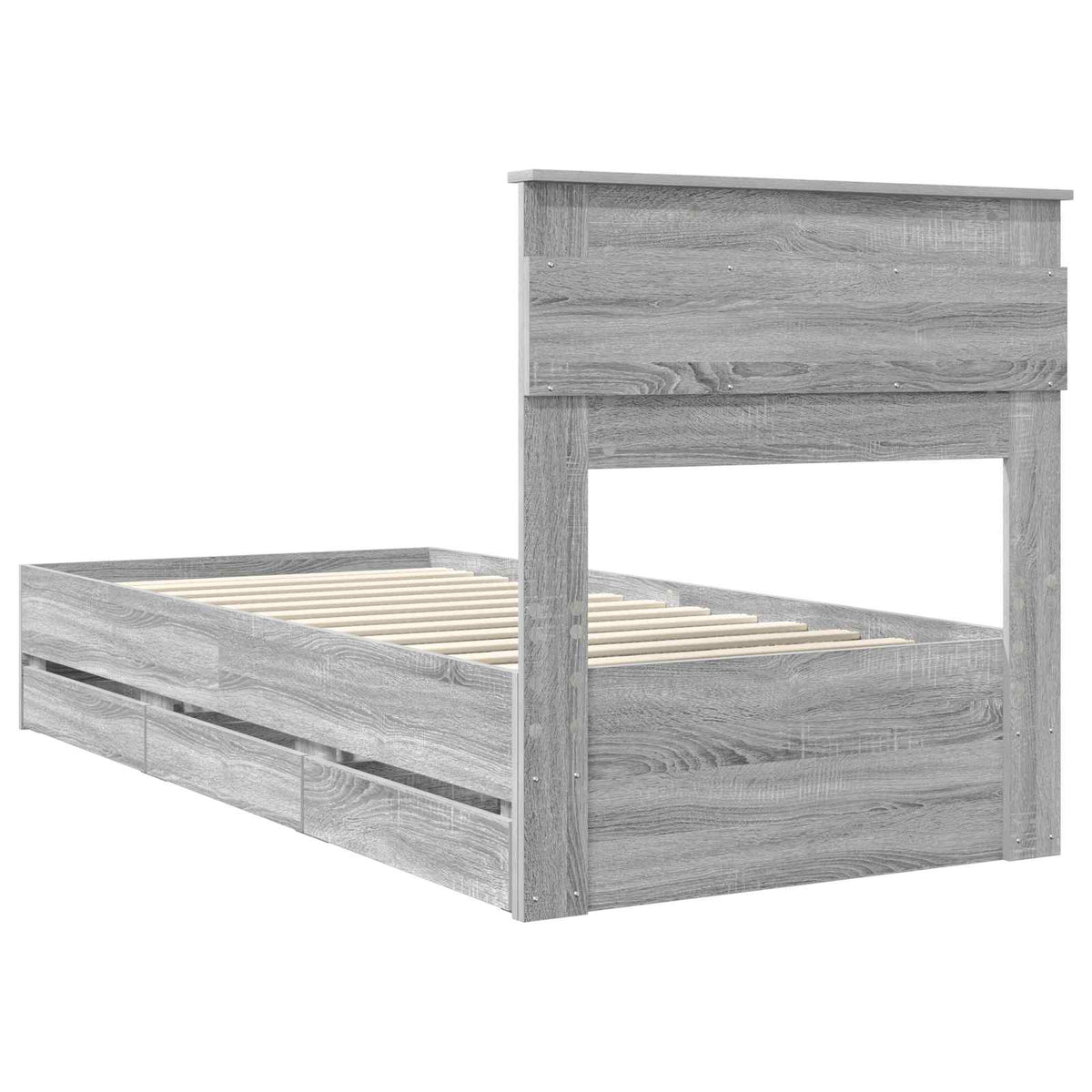 Bed Frame with Drawer Grey Sonoma 90 x 200 cm Engineer Wood