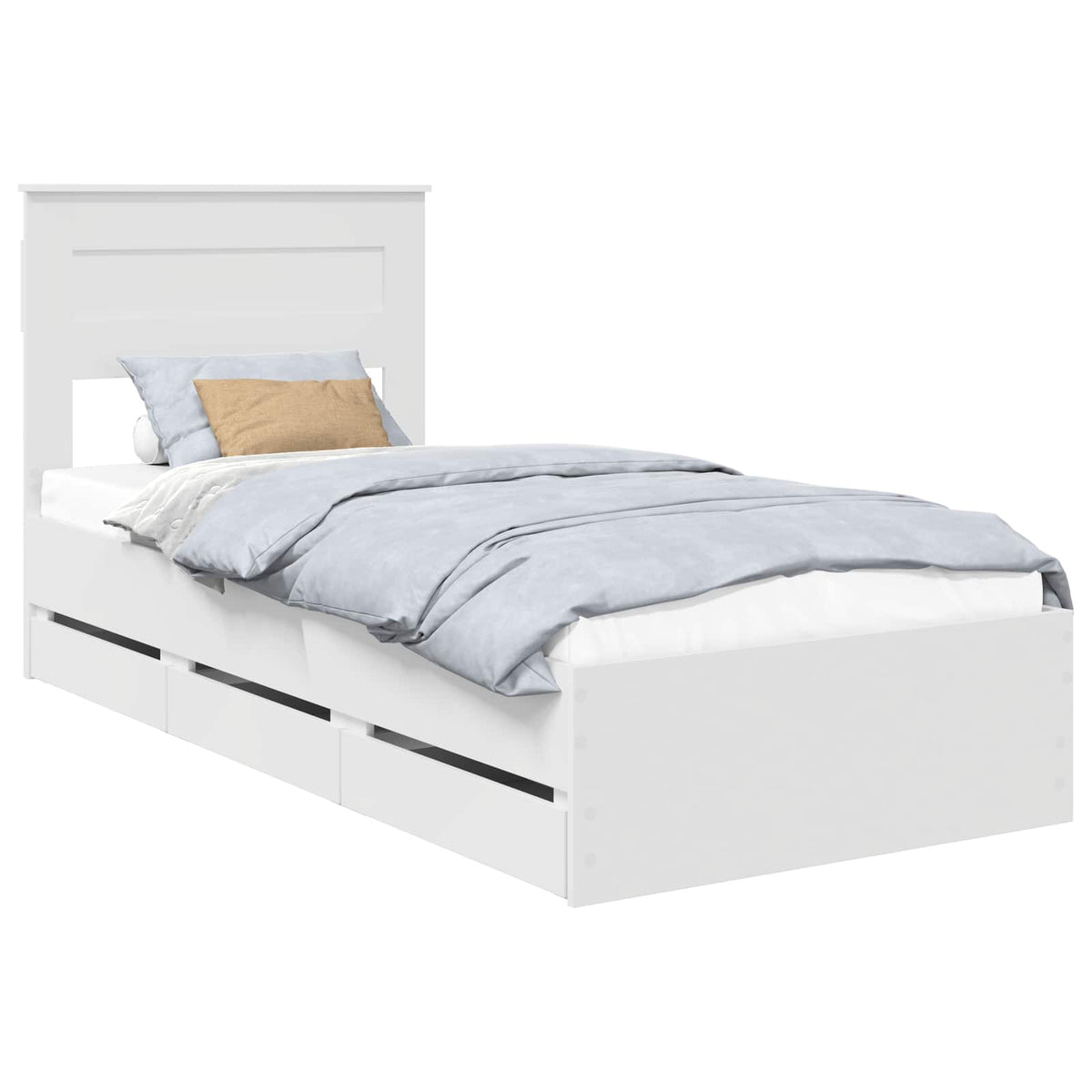 Bed Frame with Drawer White 75 x 190 cm Engineer Wood