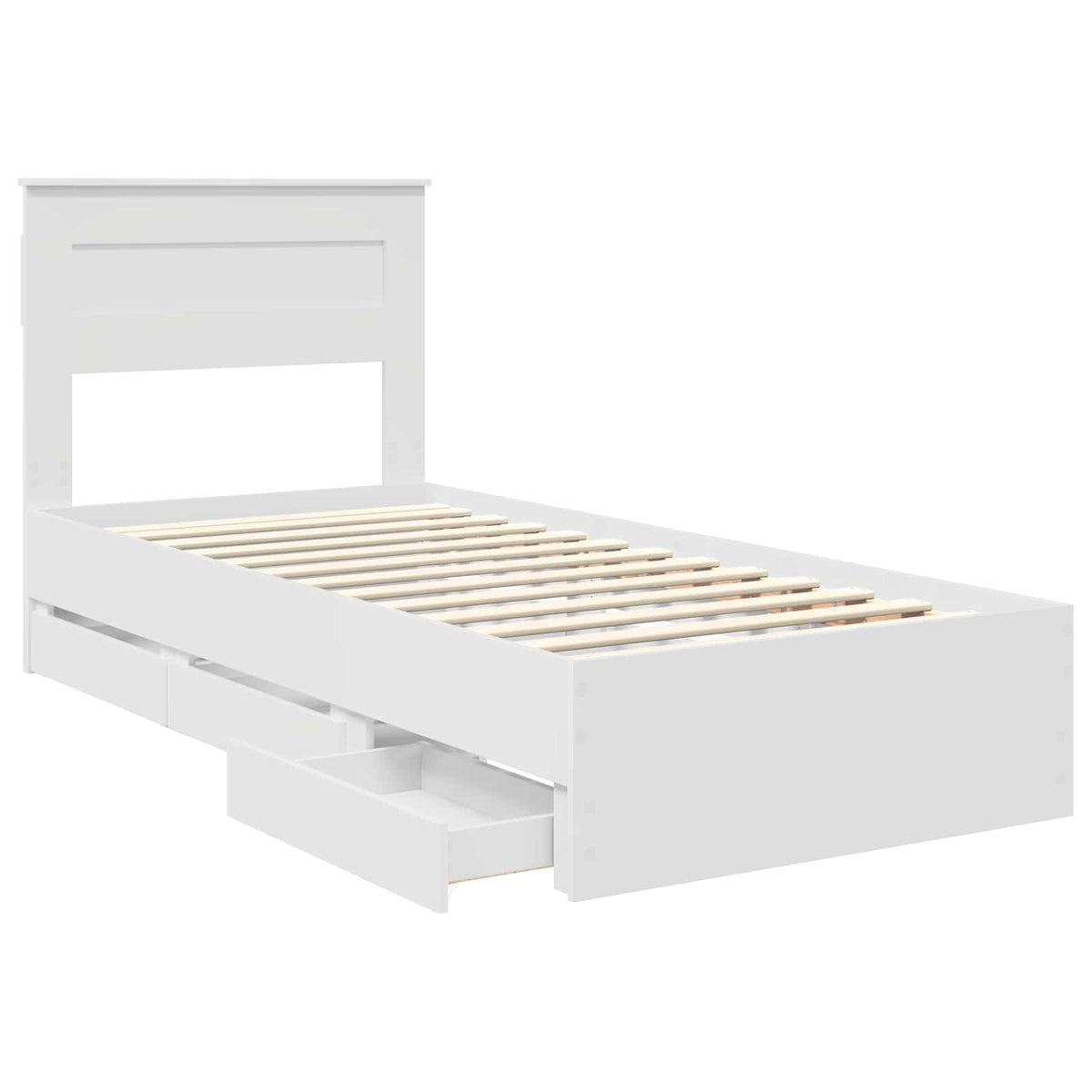 Bed Frame with Drawer White 75 x 190 cm Engineer Wood