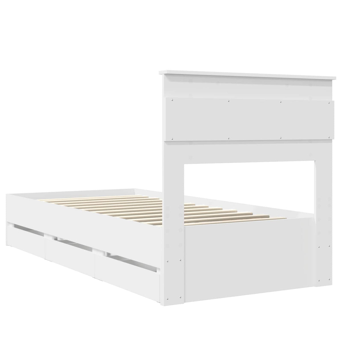 Bed Frame with Drawer White 75 x 190 cm Engineer Wood