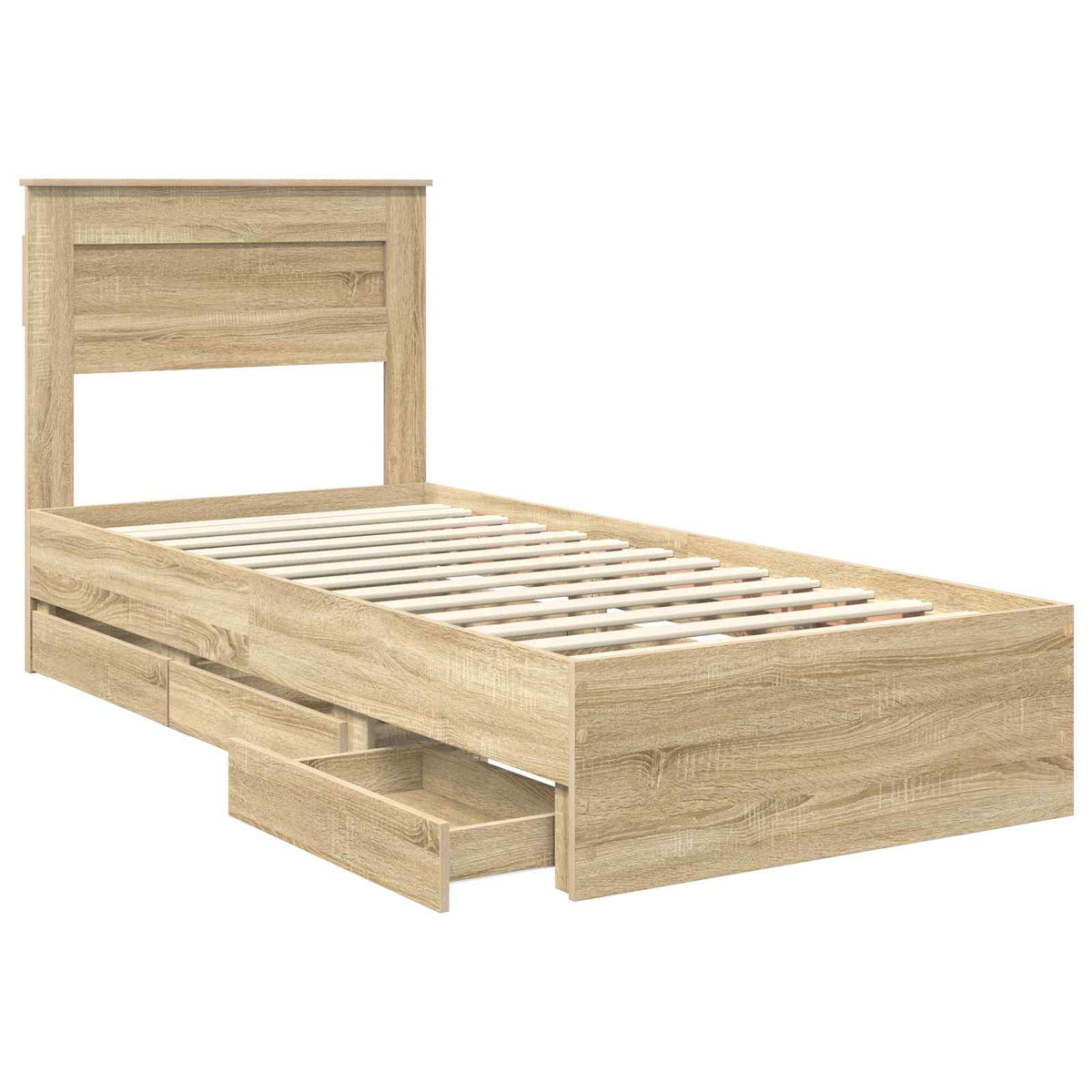 Bed Frame with Drawer Sonoma Oak 75 x 190 cm Engineer Wood