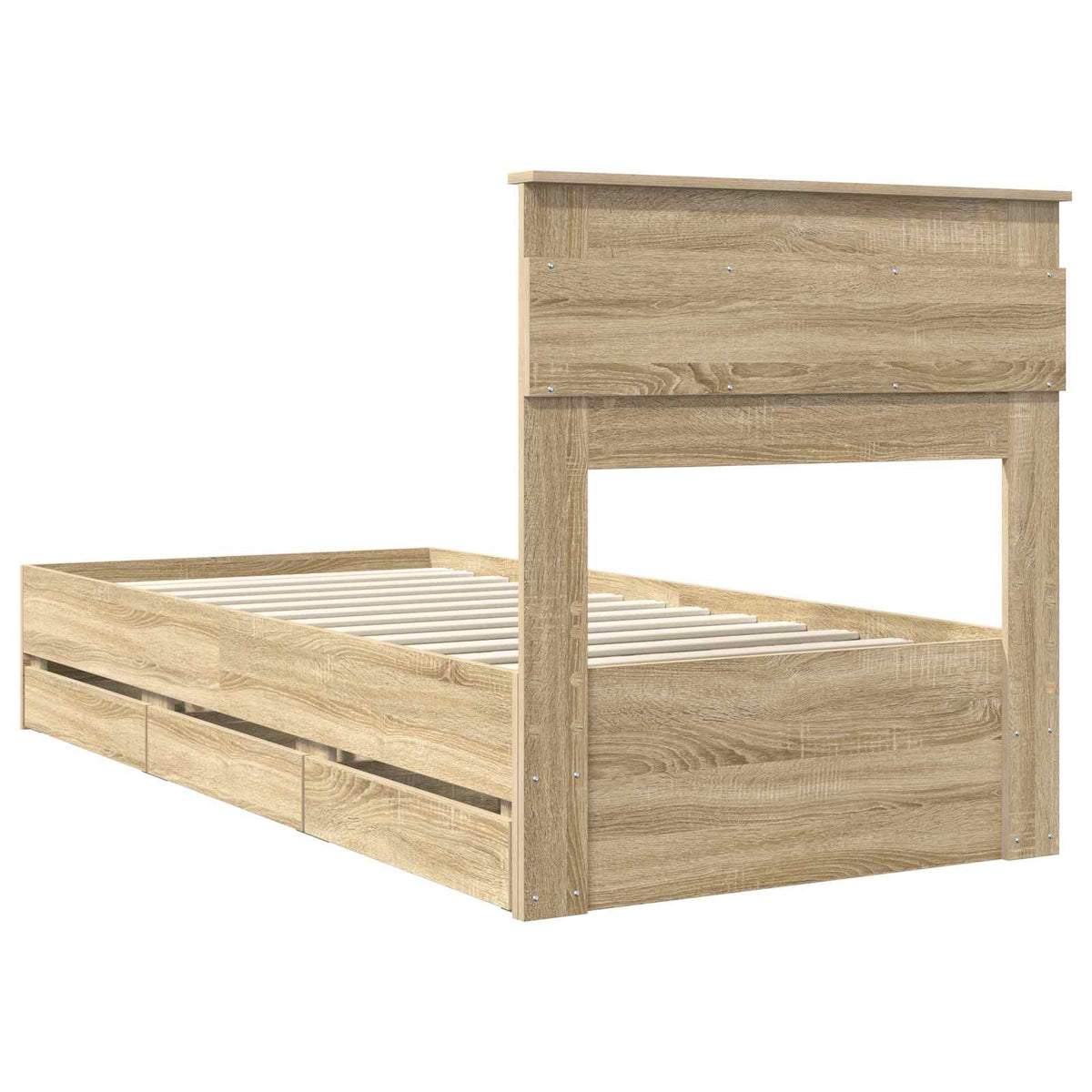 Bed Frame with Drawer Sonoma Oak 75 x 190 cm Engineer Wood
