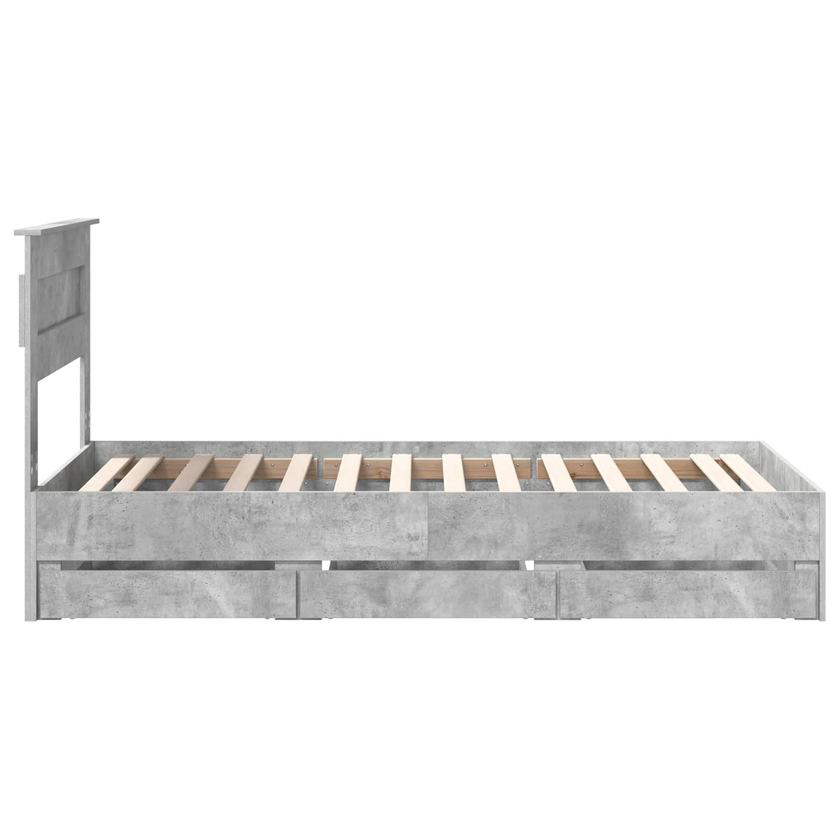 Bed Frame with Drawer Concrete Grey 75 x 190 cm Engineer Wood