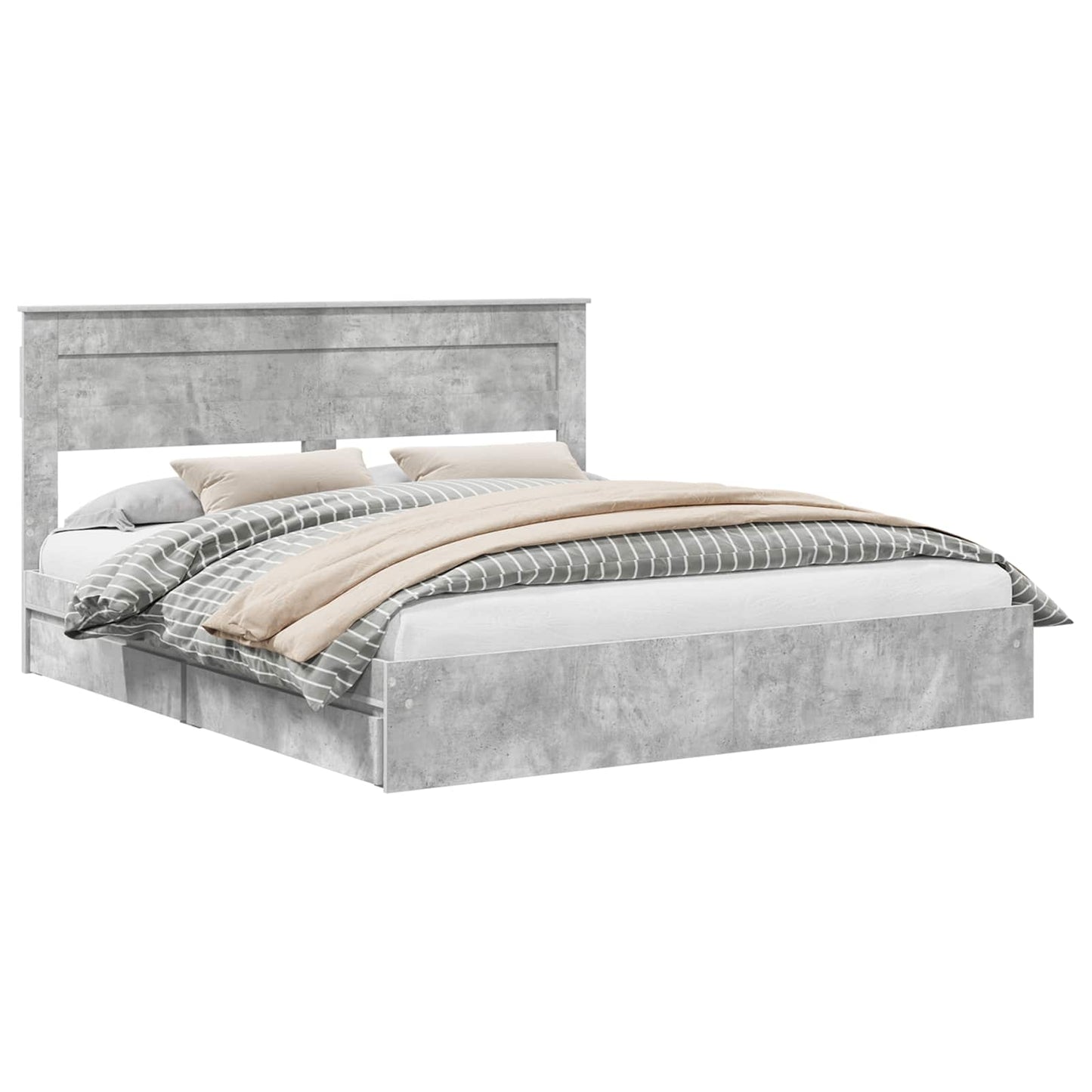 Storage Bed Concrete Grey 200 x 200 cm Engineered Wood