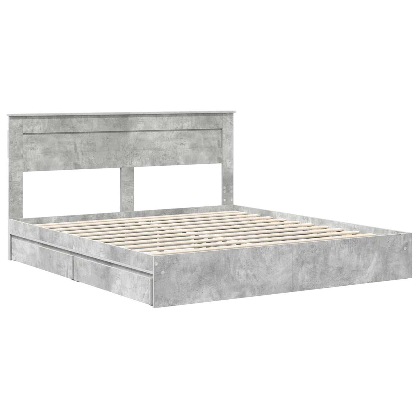 Storage Bed Concrete Grey 200 x 200 cm Engineered Wood