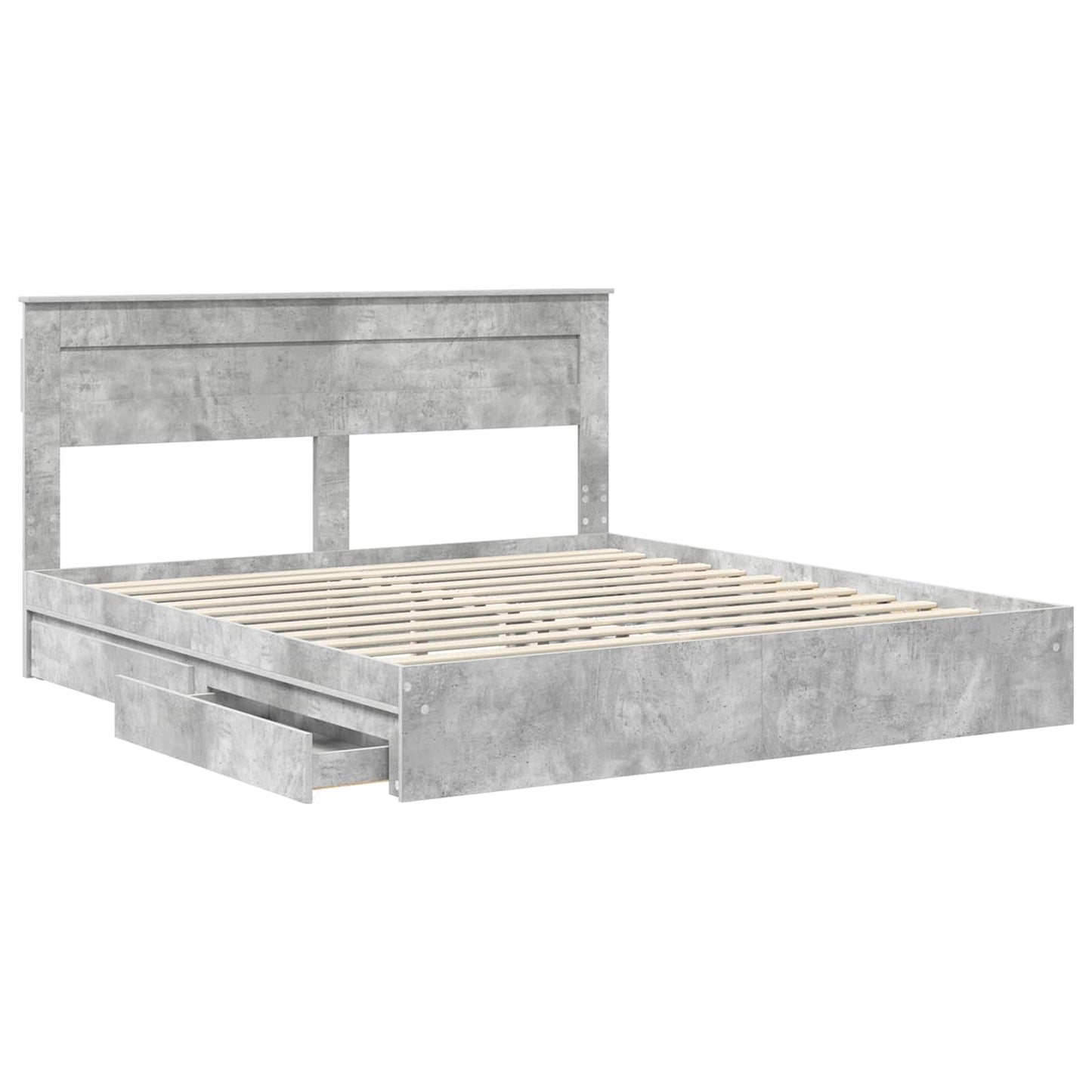 Storage Bed Concrete Grey 200 x 200 cm Engineered Wood