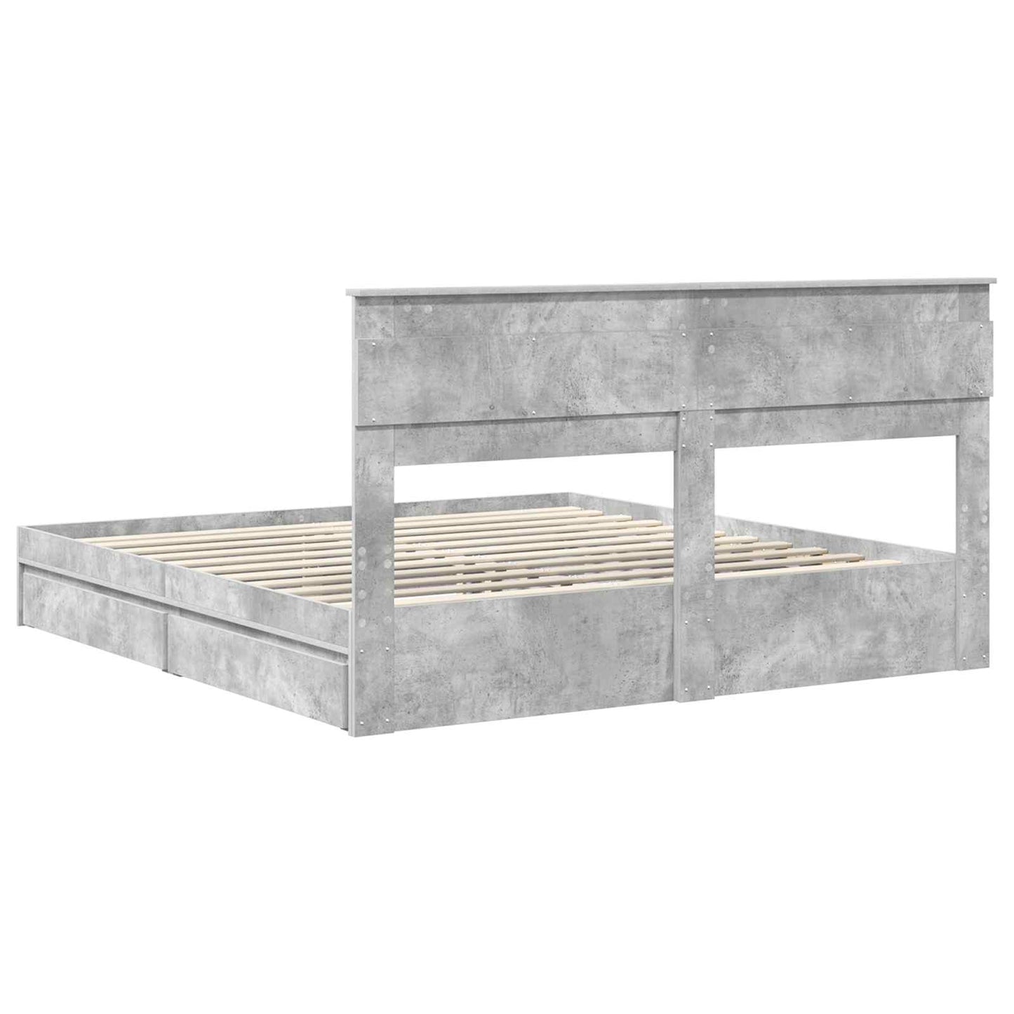 Storage Bed Concrete Grey 200 x 200 cm Engineered Wood
