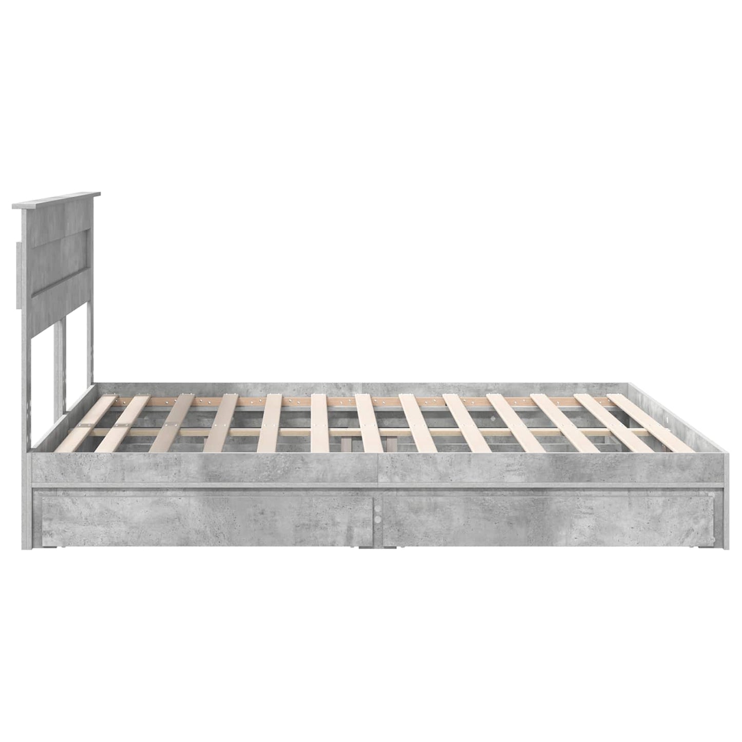 Storage Bed Concrete Grey 200 x 200 cm Engineered Wood