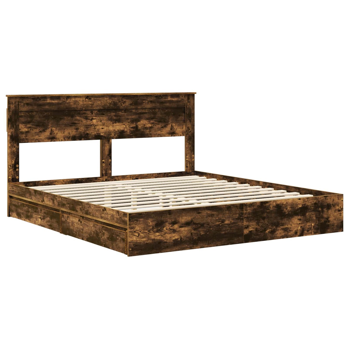 Storage Bed with Drawer Smoked Oak 180 x 200 cm Engineered Wood