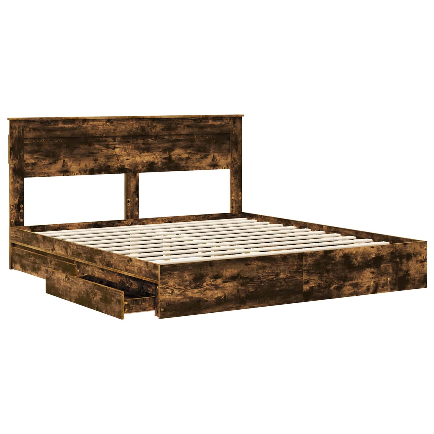 Storage Bed with Drawer Smoked Oak 180 x 200 cm Engineered Wood