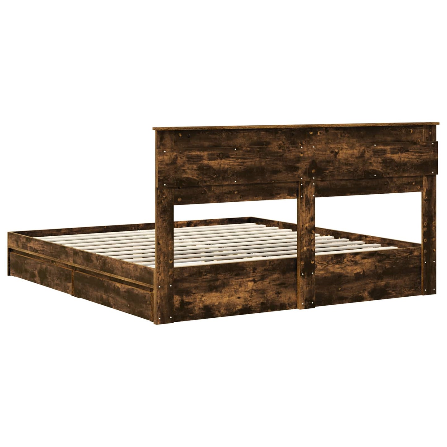 Storage Bed with Drawer Smoked Oak 180 x 200 cm Engineered Wood