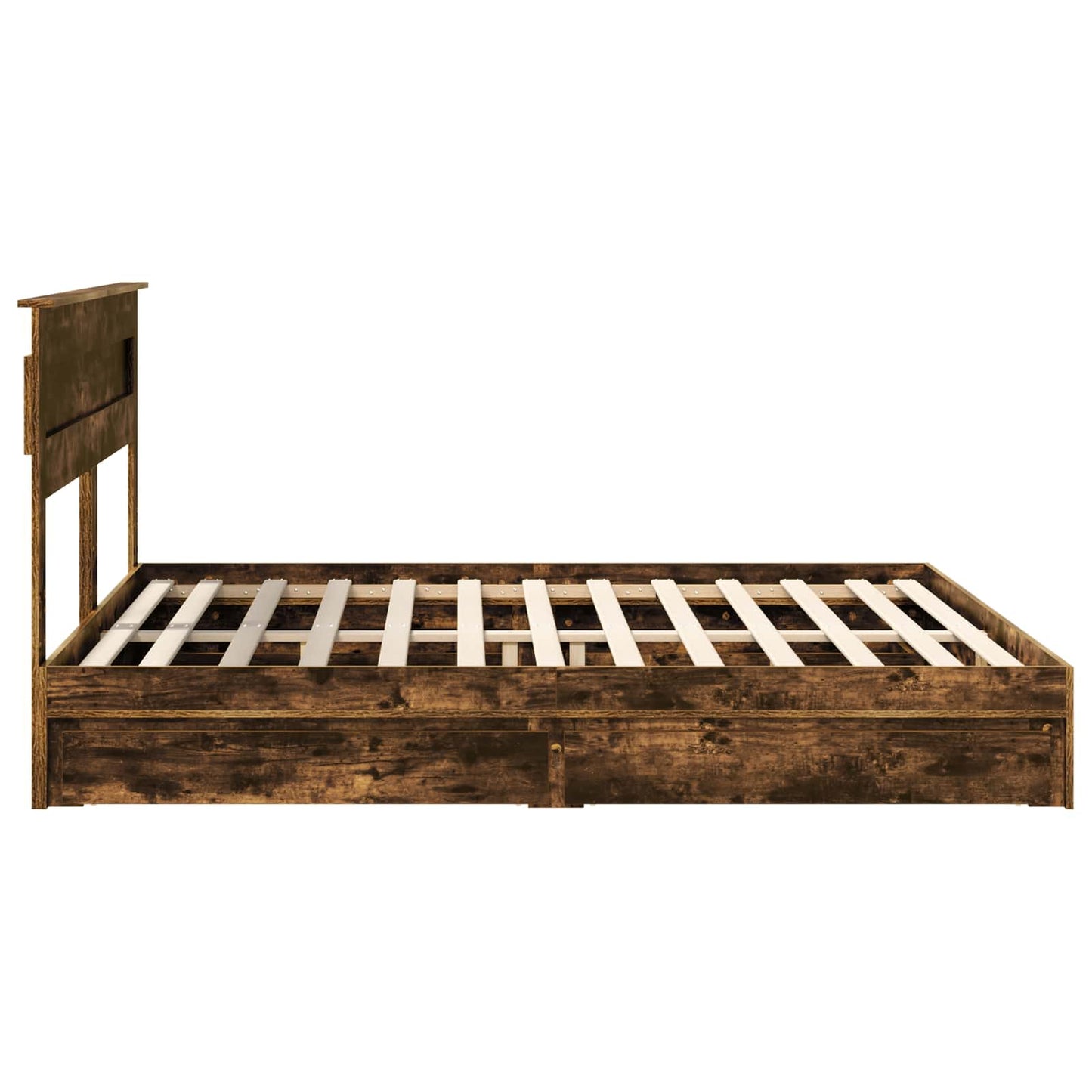 Storage Bed with Drawer Smoked Oak 180 x 200 cm Engineered Wood