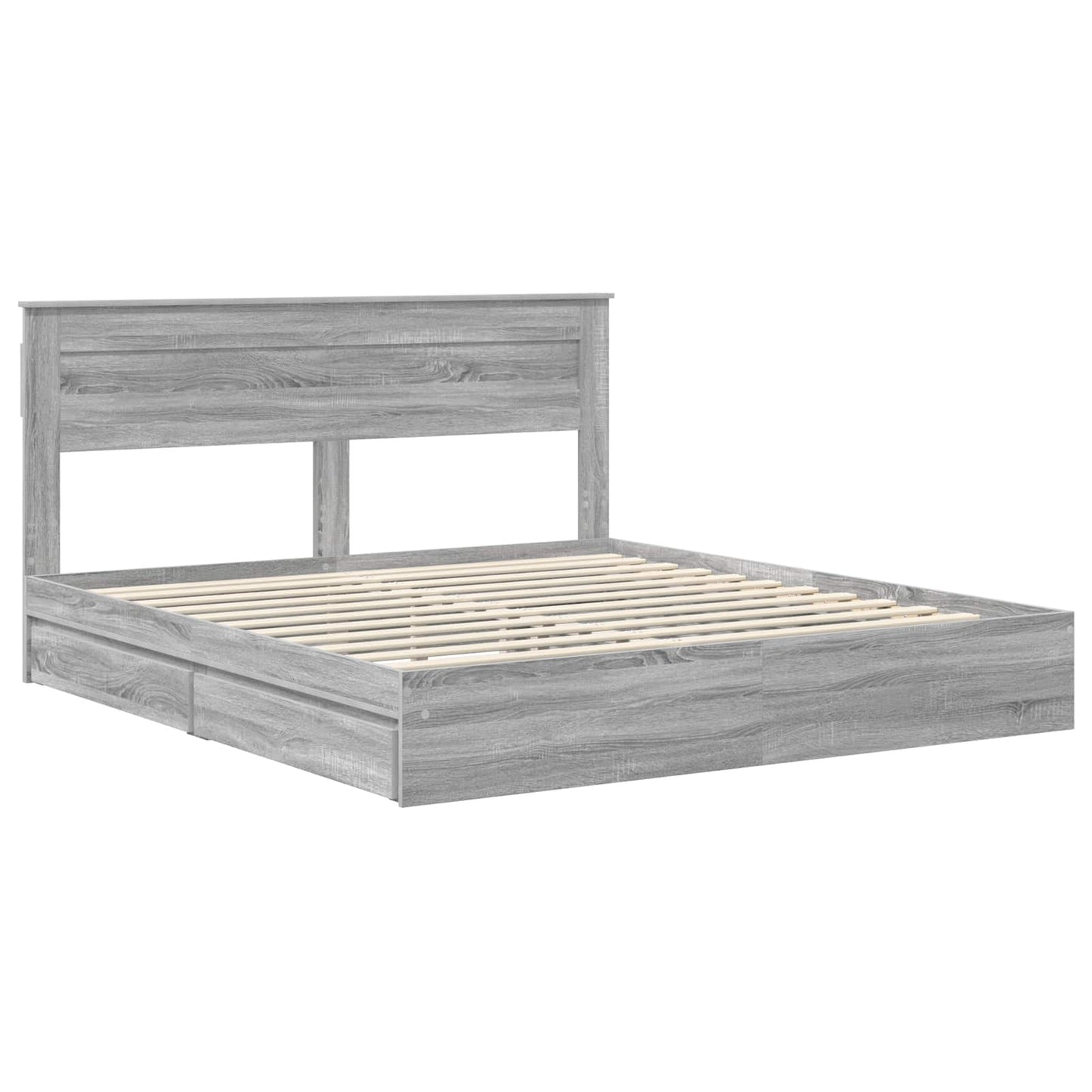 Storage Bed Grey Sonoma 180 x 200 cm Engineered Wood